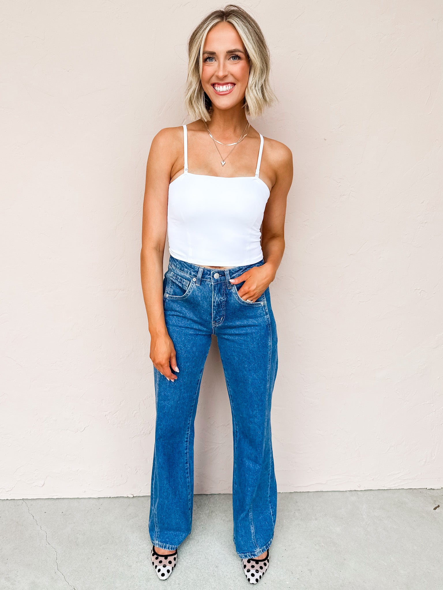 Emmie Spaghetti Strap Top-White