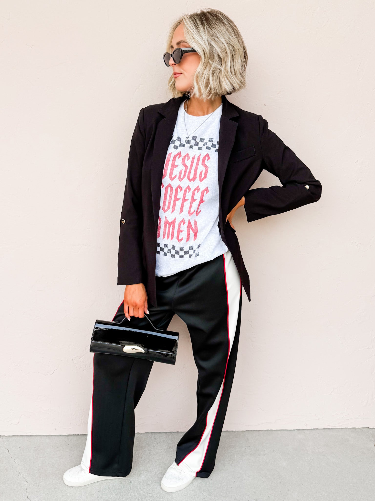 Avery Piped Track Pants-Black