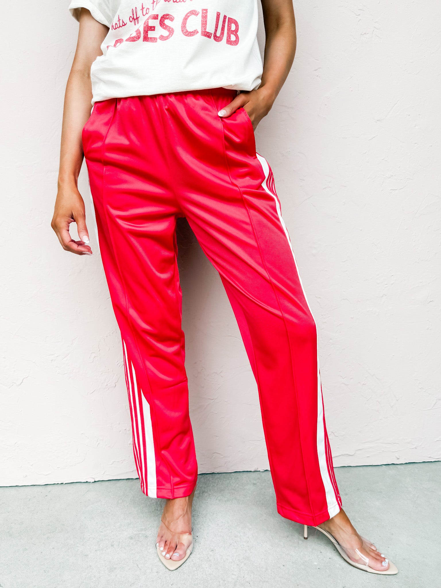 Kinsley Tear Away Track Pants-Red