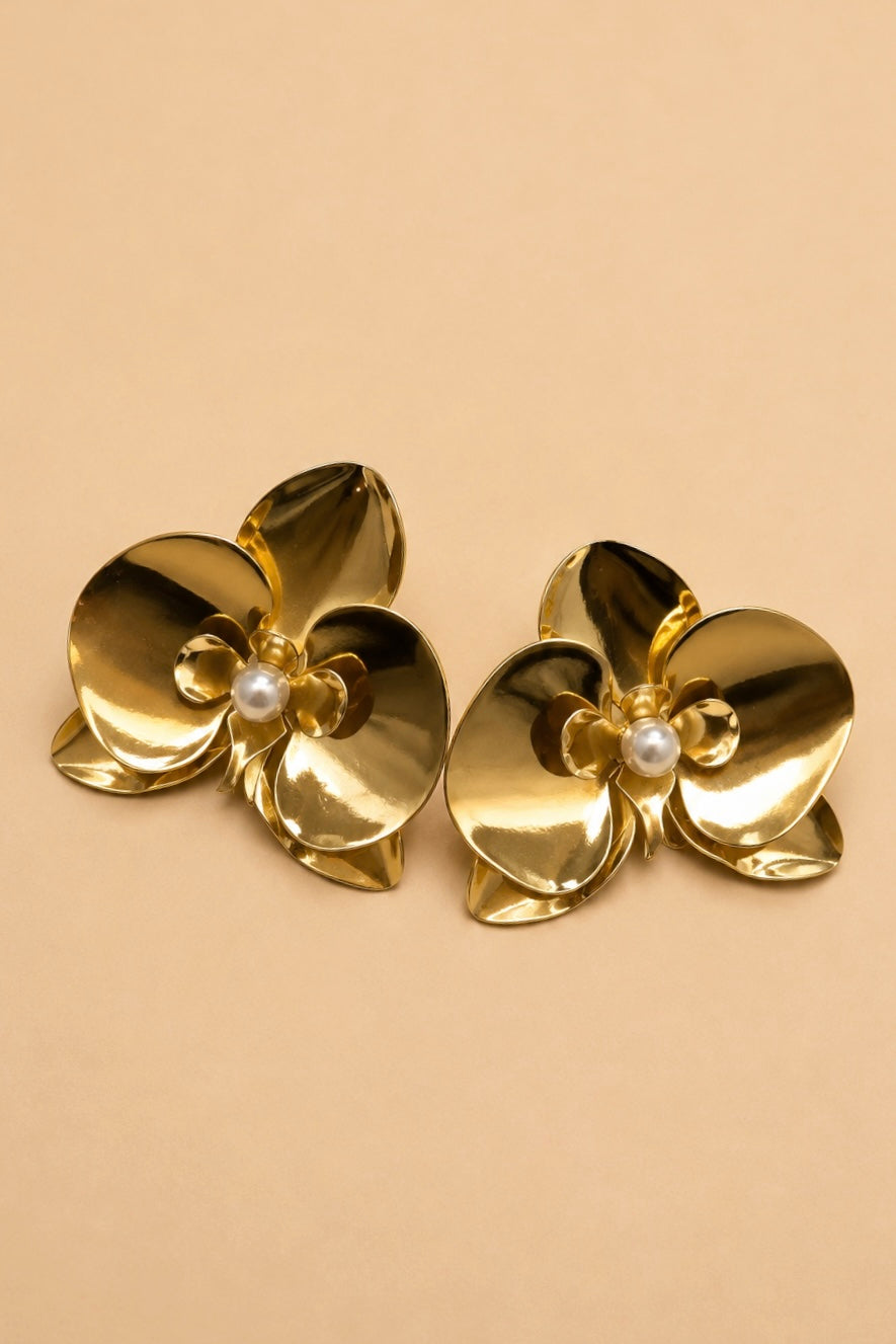 Prima Pearl Accent Flower Earrings