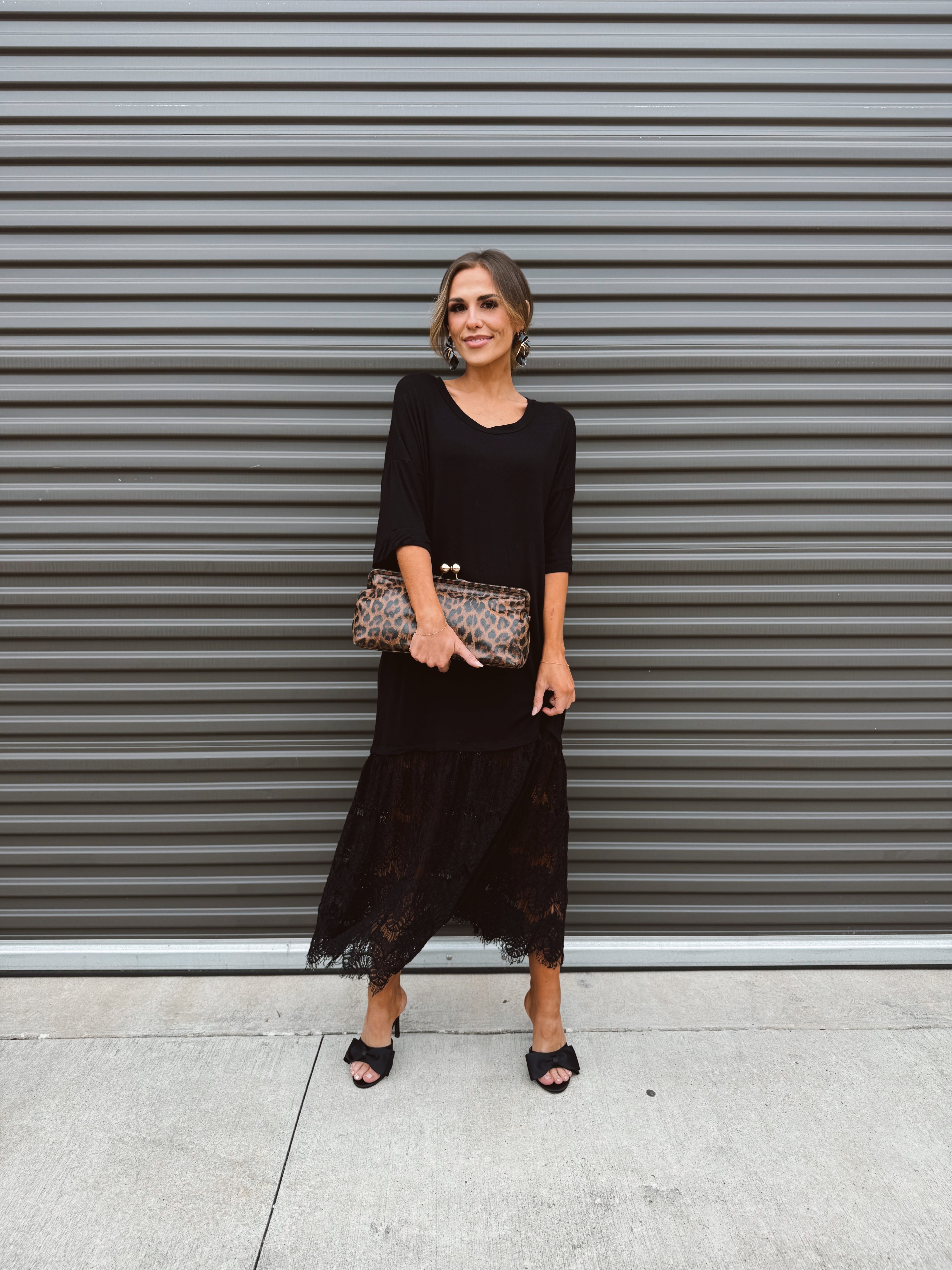 The Carley Dress – Made in USA Jersey T-Shirt Dress with Lace Hem