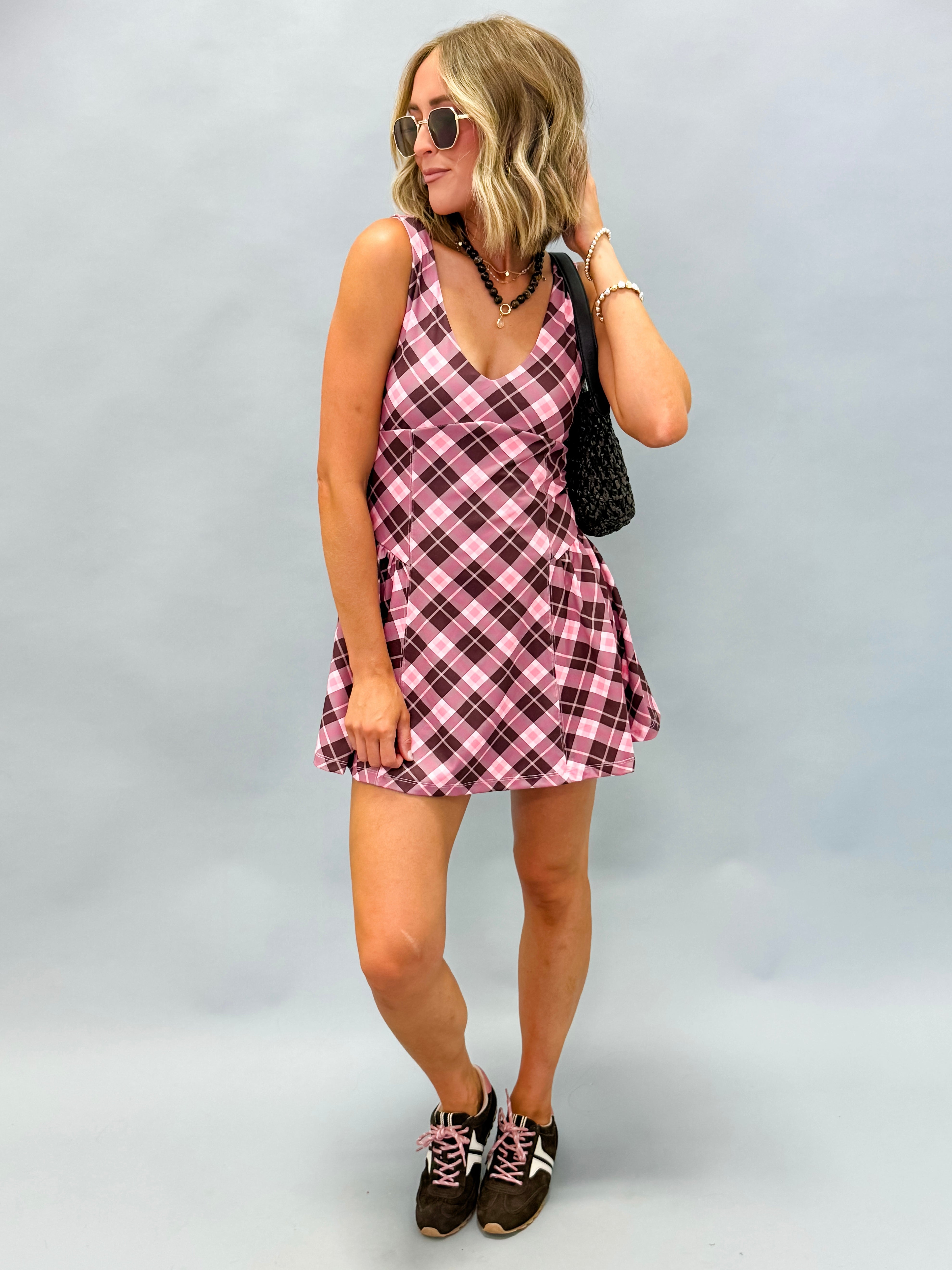 Addie Plaid Scoopneck Active Dress