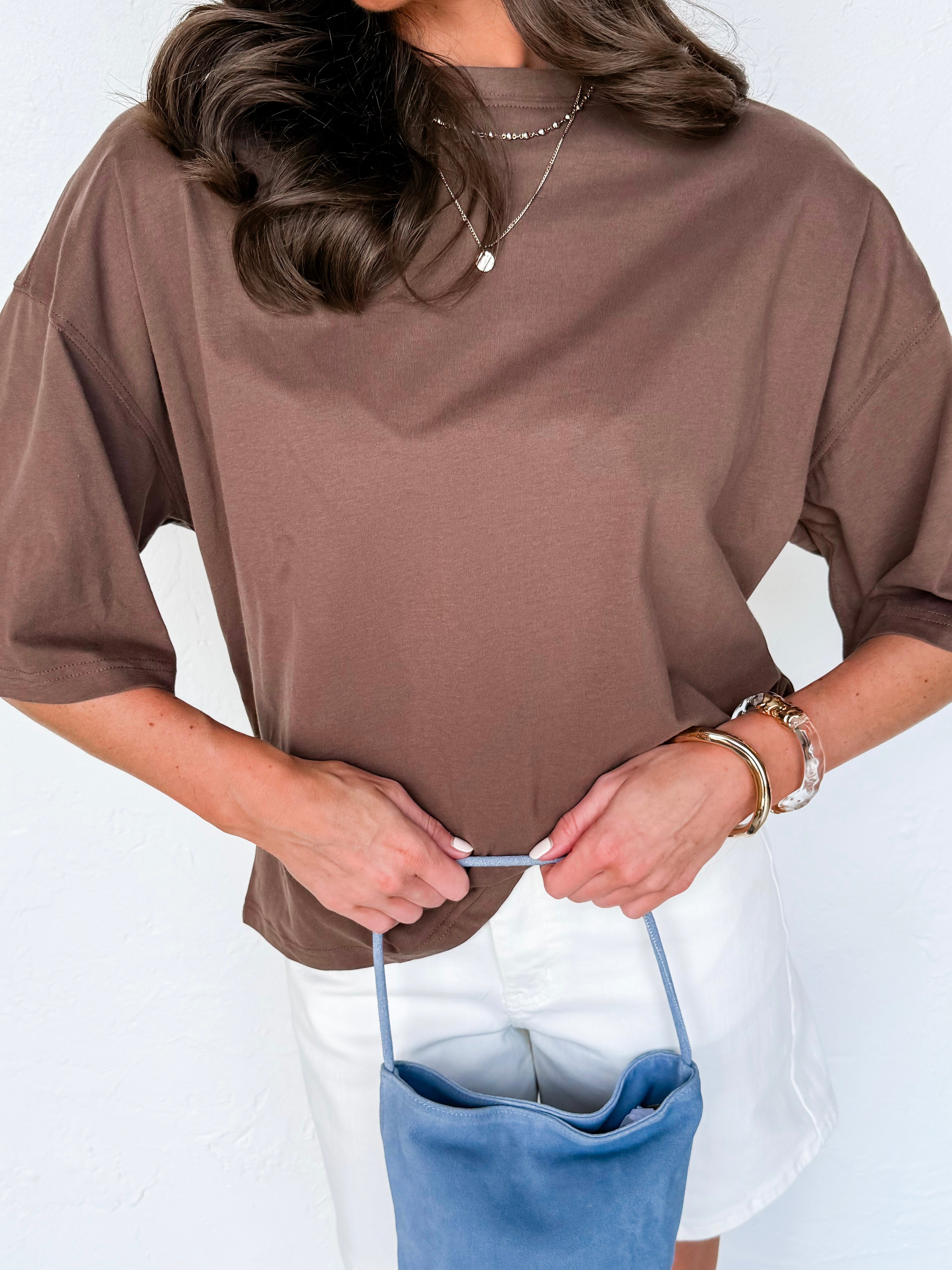 Alania Oversized Boxy Tee-Brown