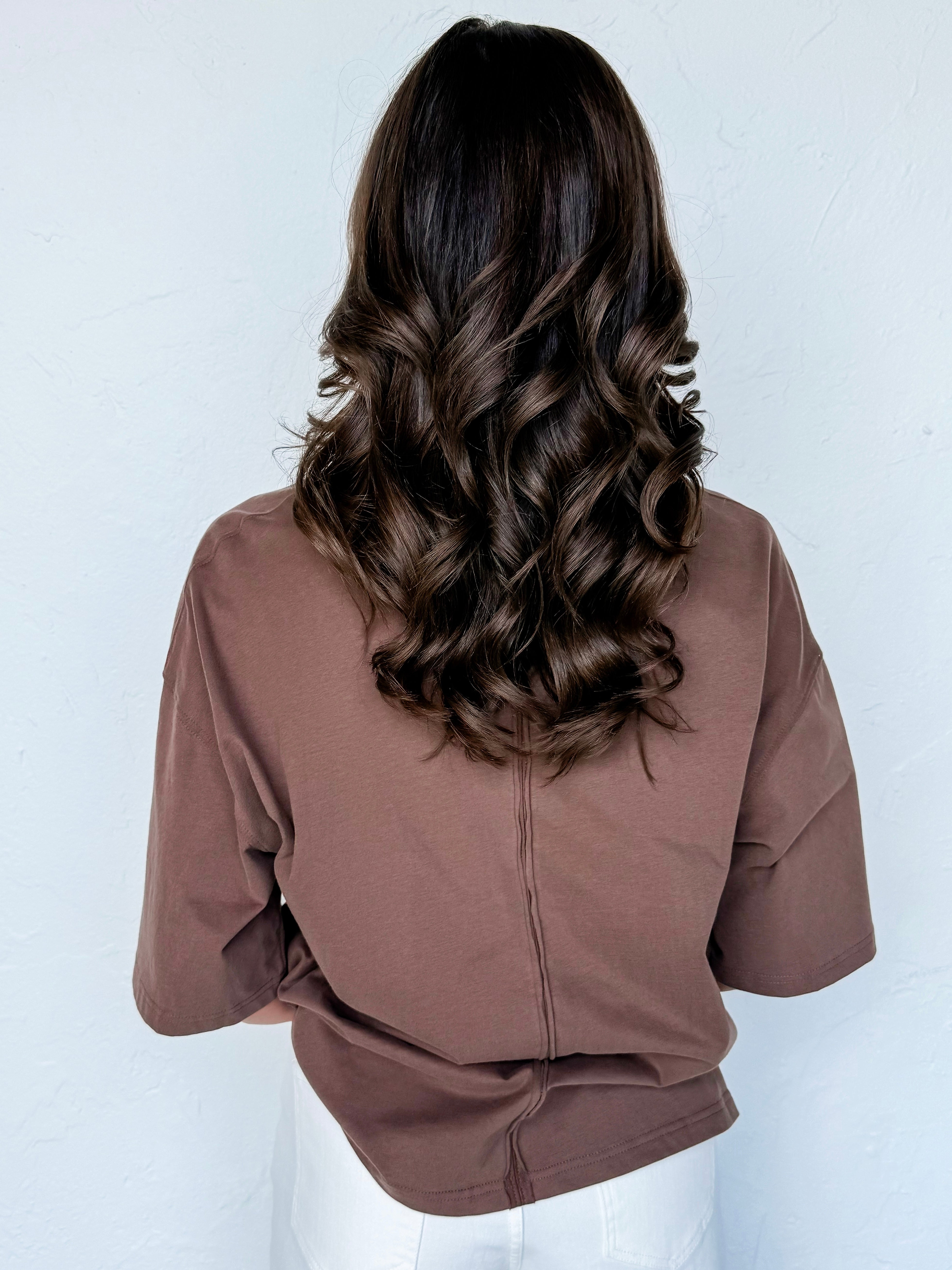 Alania Oversized Boxy Tee-Brown