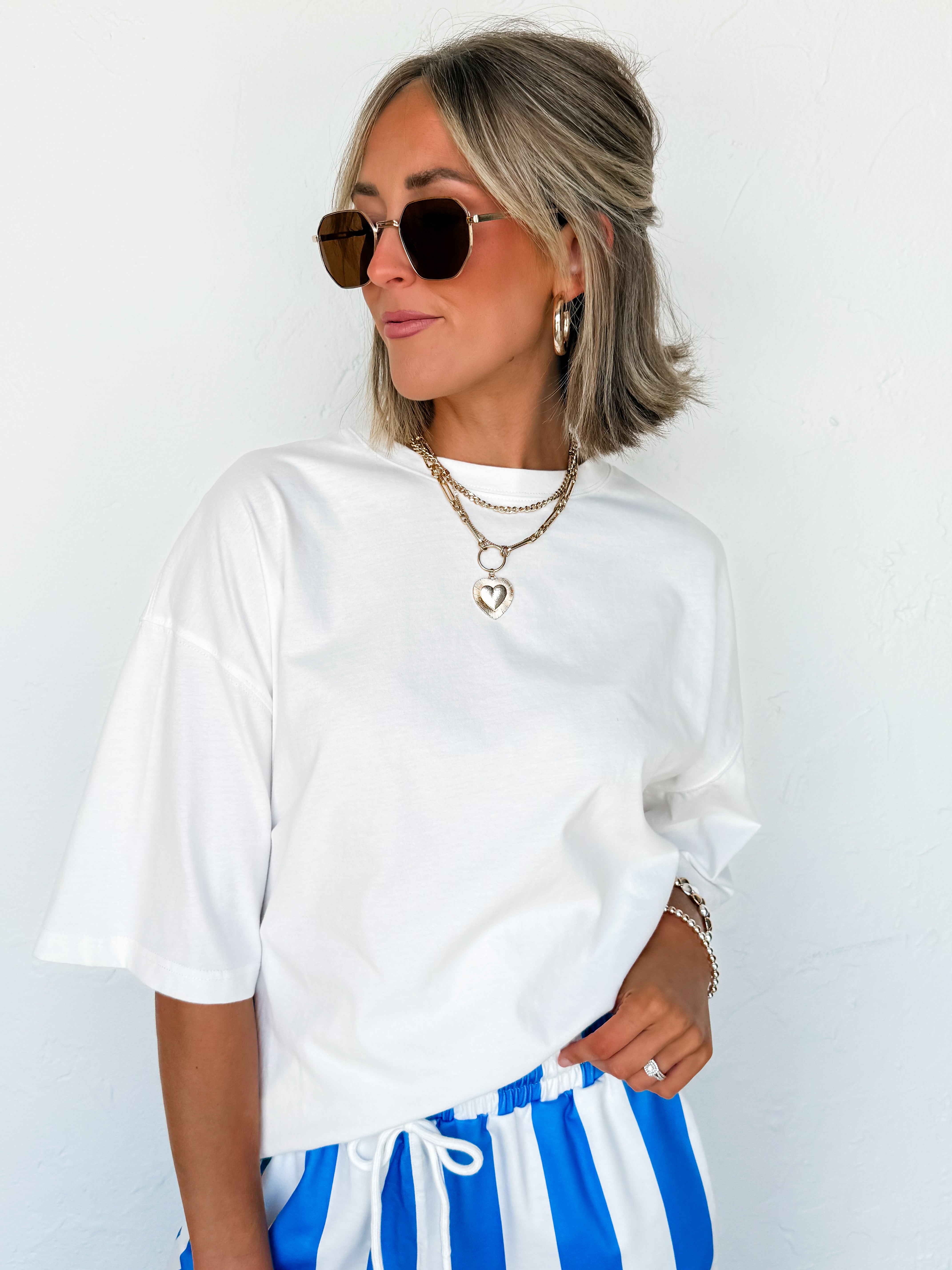 Alania Oversized Boxy Tee-White