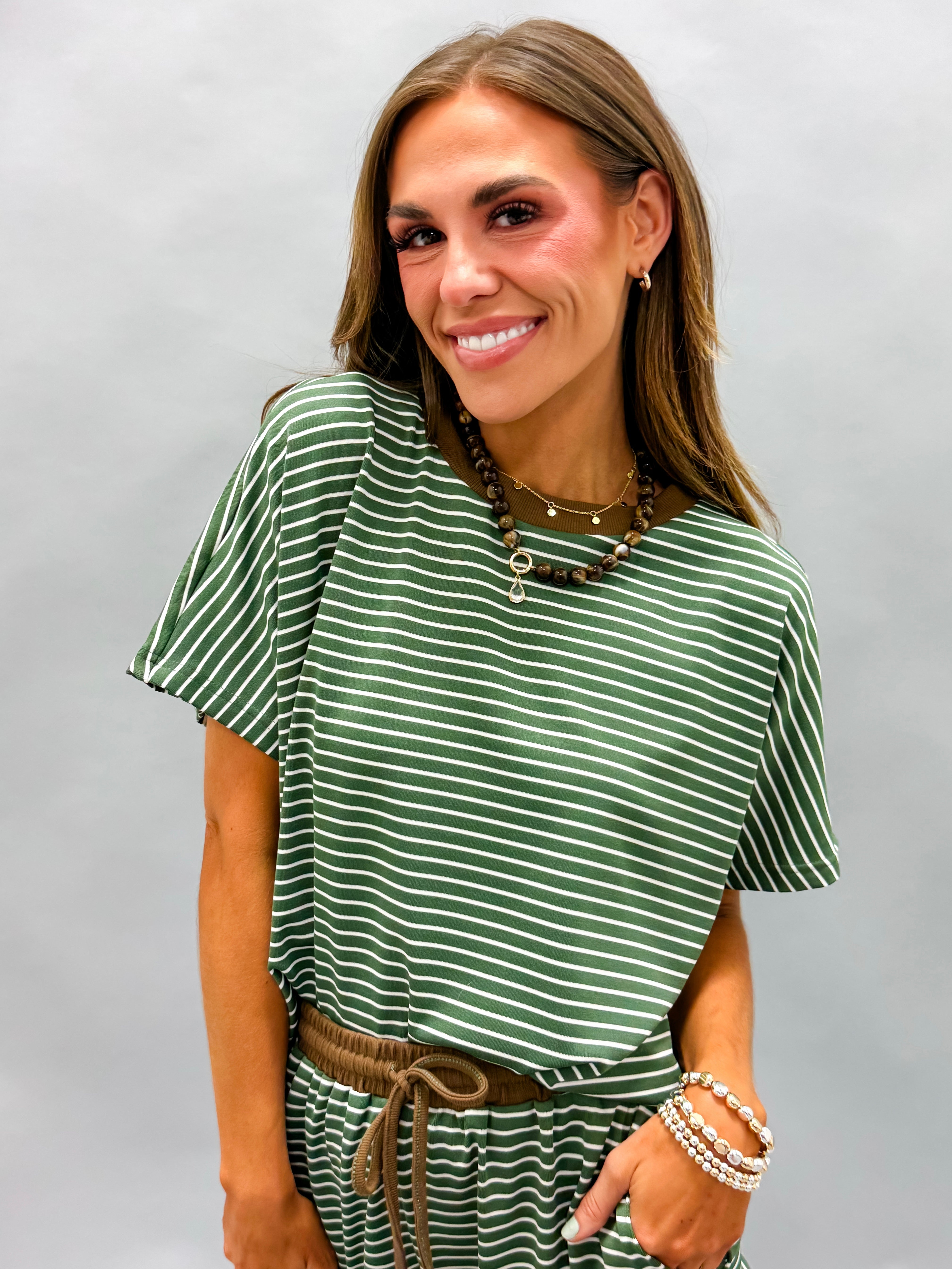 Alexa Stripe Loose Fit Short Set