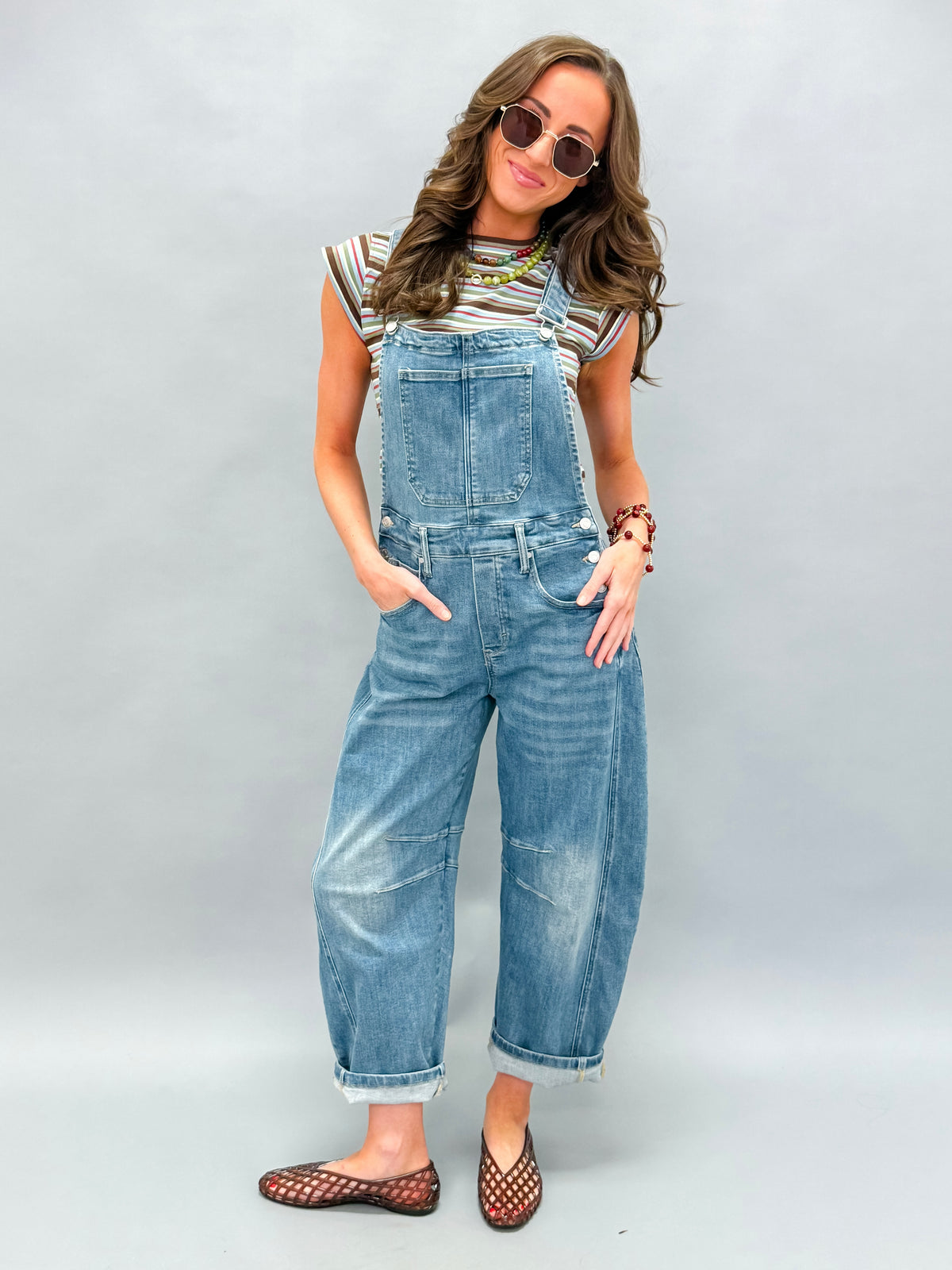 Ally Denim Barrel Leg Overall Jumpsuit