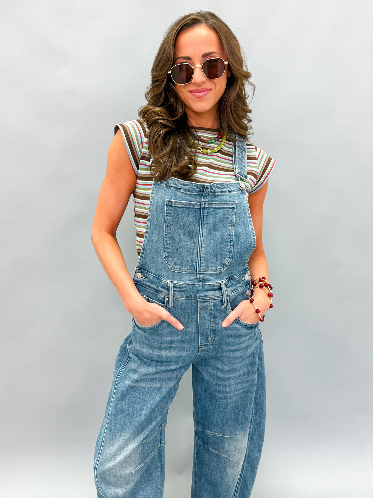 Ally Denim Barrel Leg Overall Jumpsuit