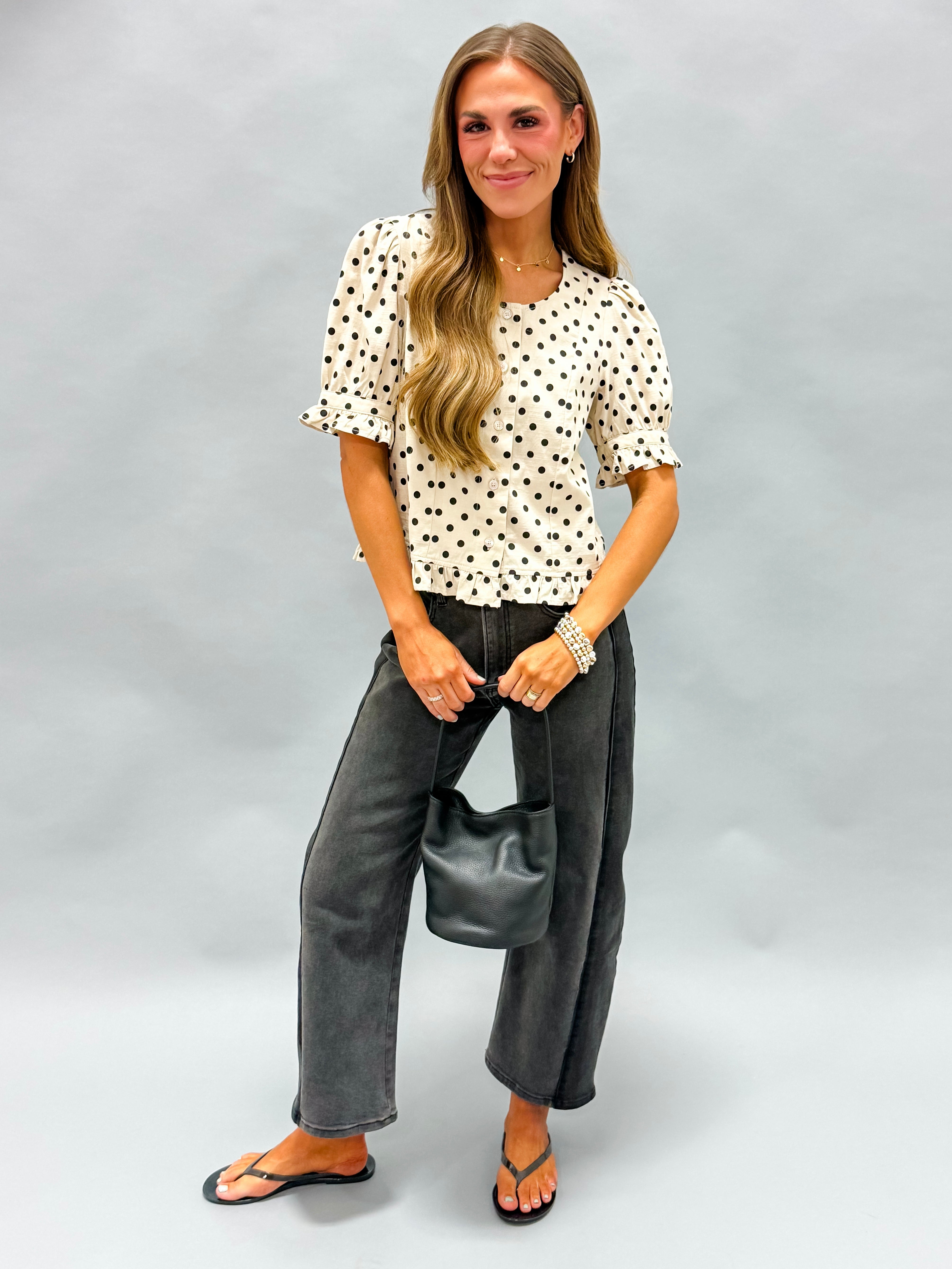 Amanda Polka Dot Scoop Neck Top