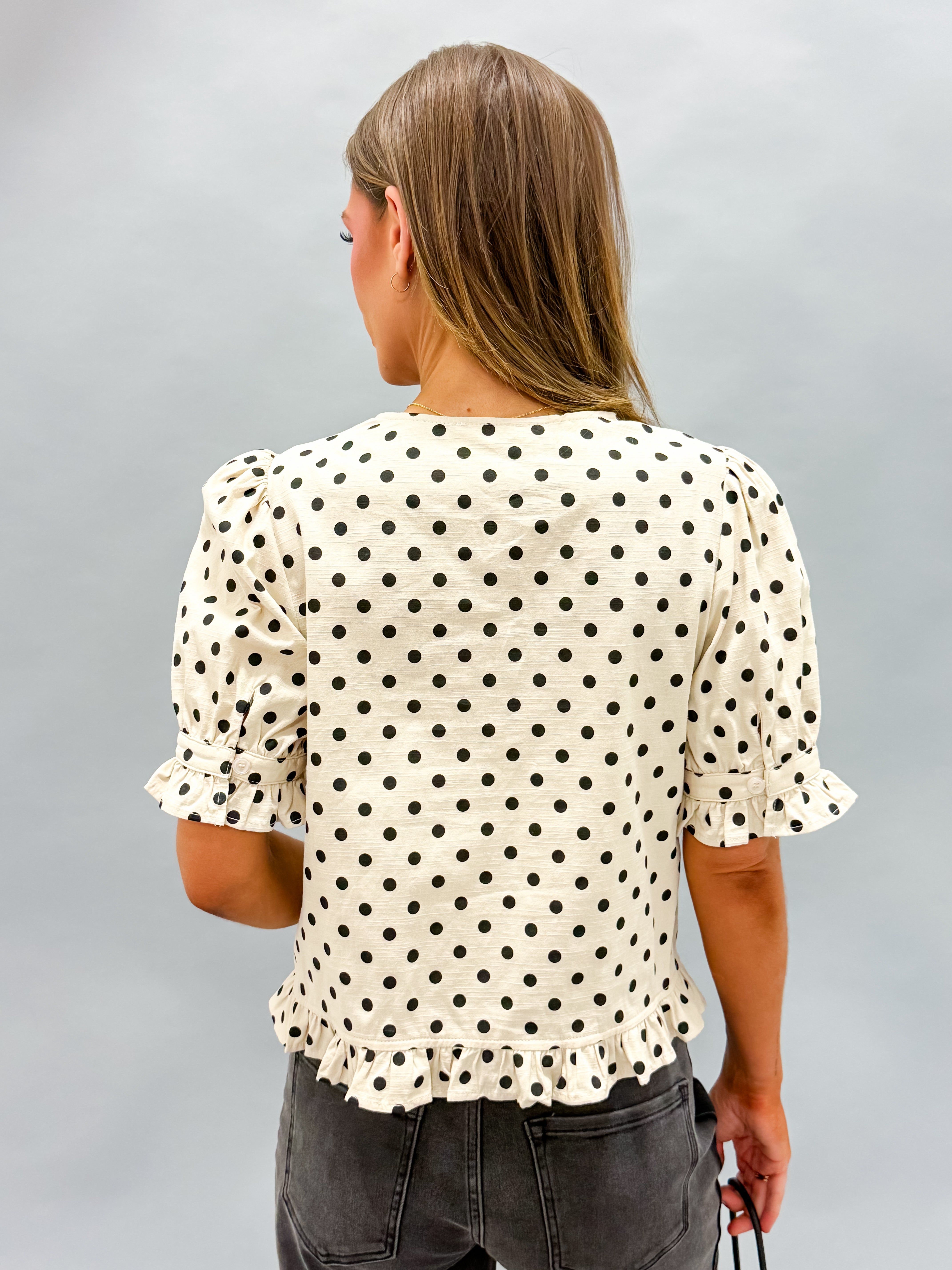 Amanda Polka Dot Scoop Neck Top