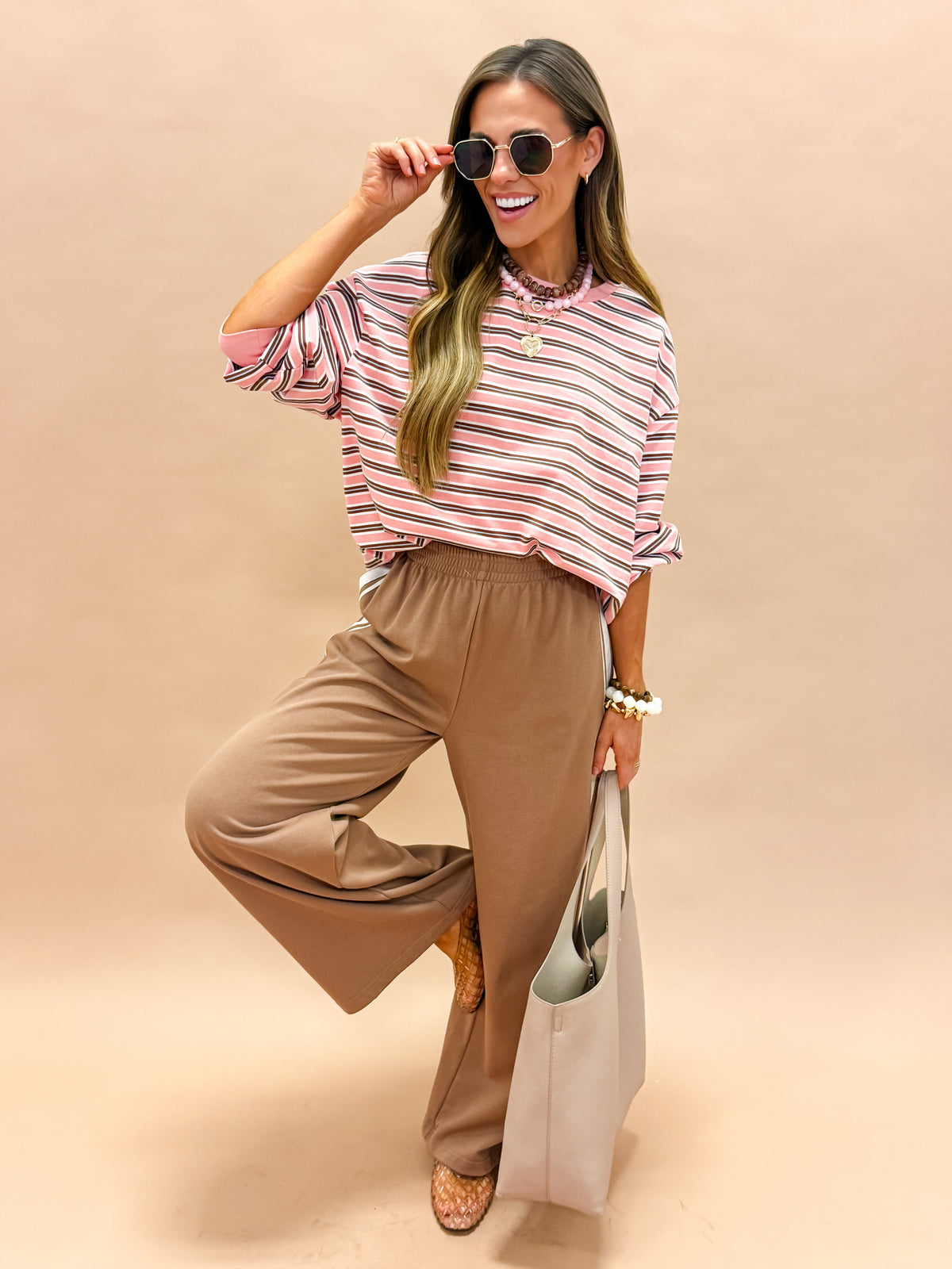 Briar Side Stripe Sweatpants-Brown