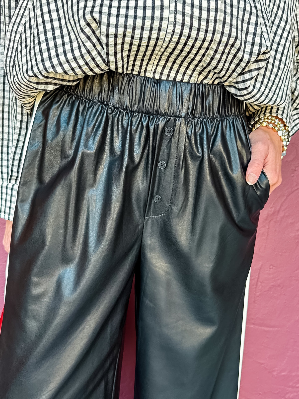Amaya Faux Leather Track Pants