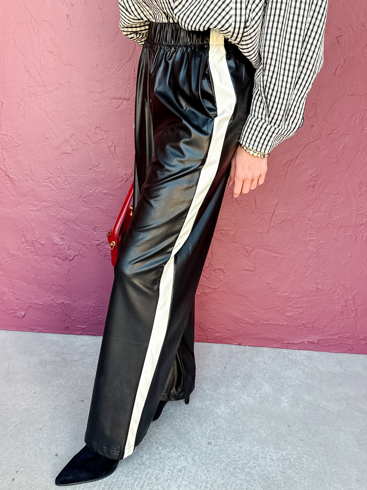 Amaya Faux Leather Track Pants