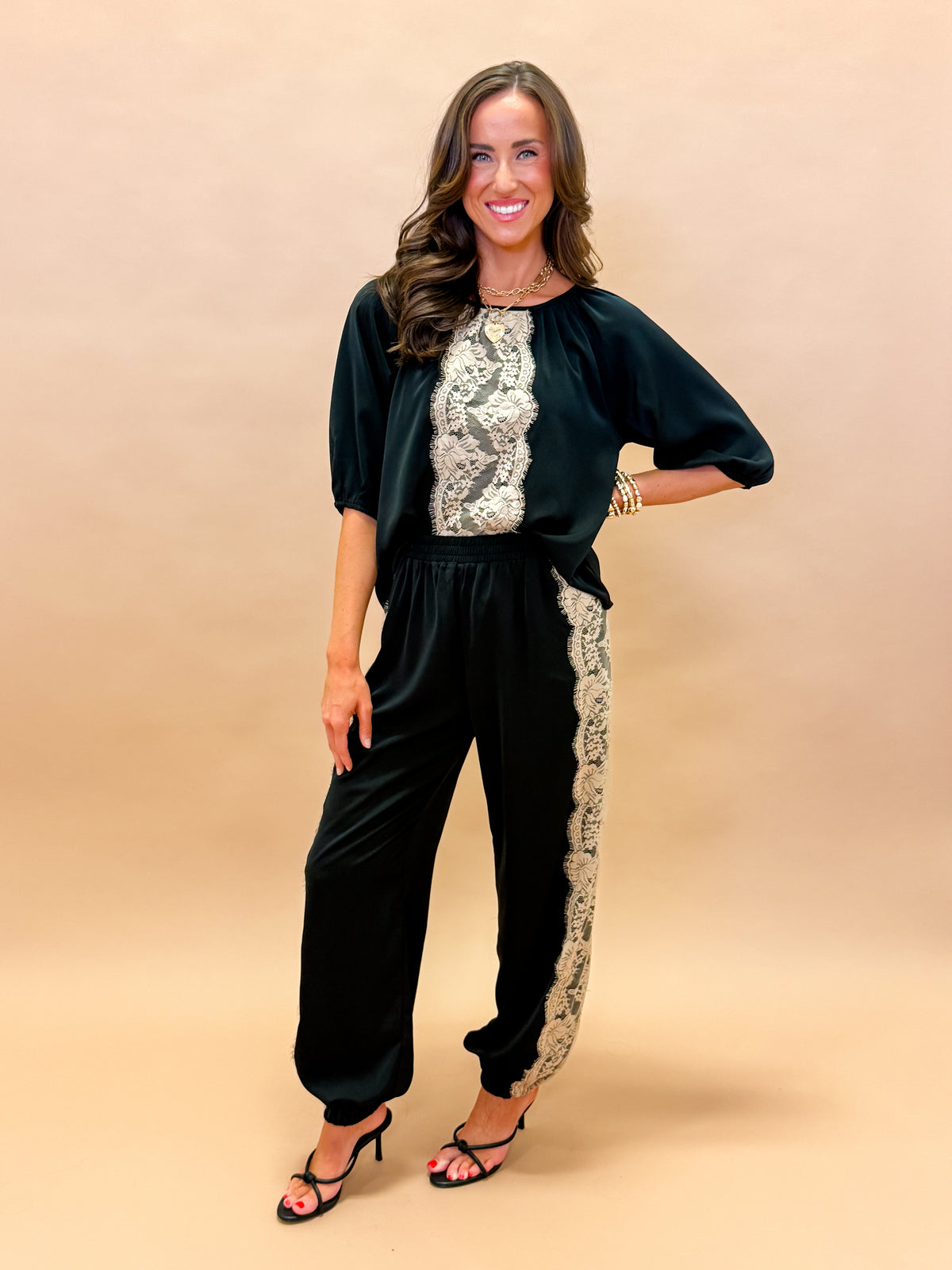 Amberlyn Lace Trim Set-Black