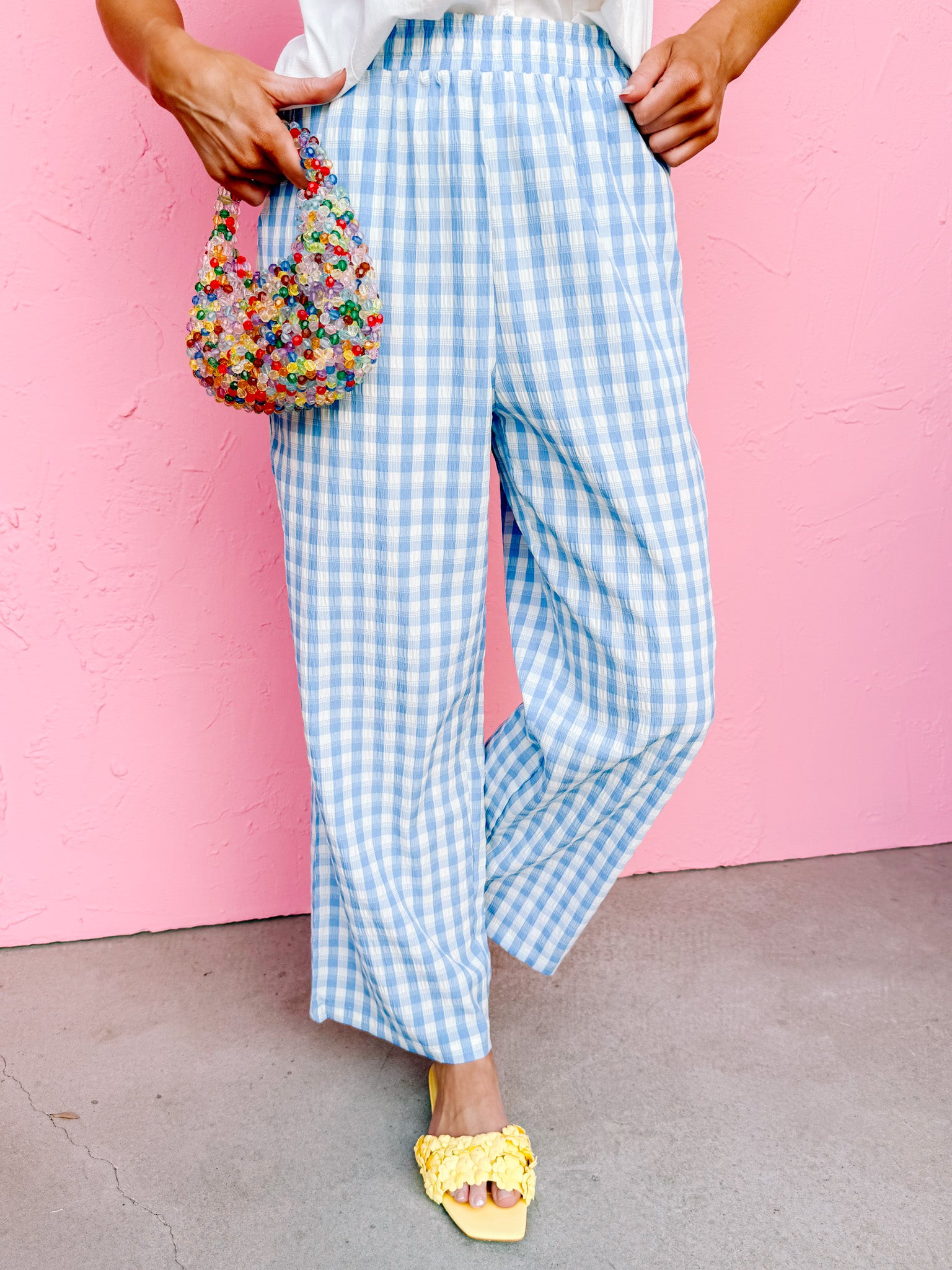 Amberlynn Gingham Pants-Blue