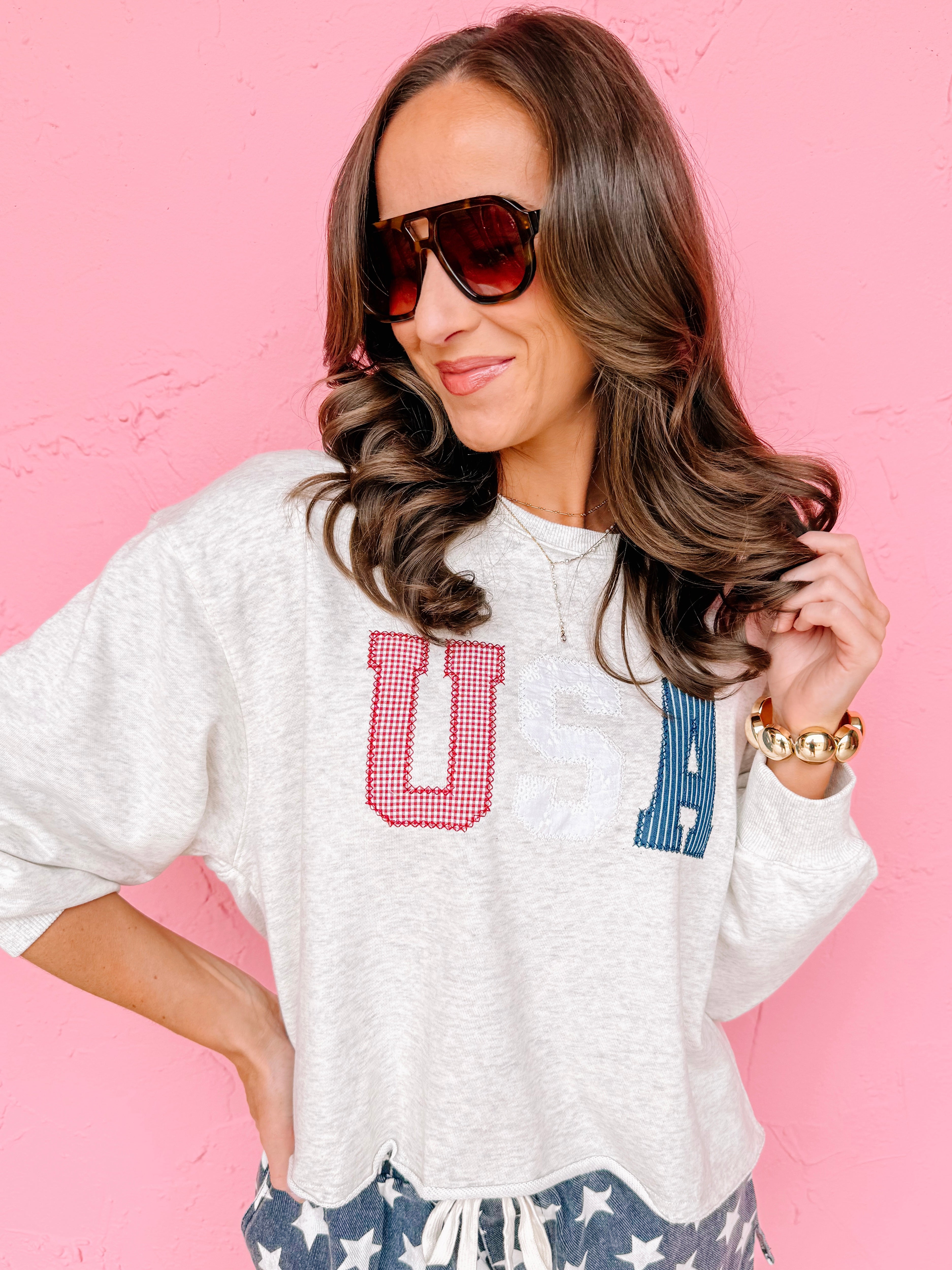 Amelia Usa Embroidery Sweatshirt