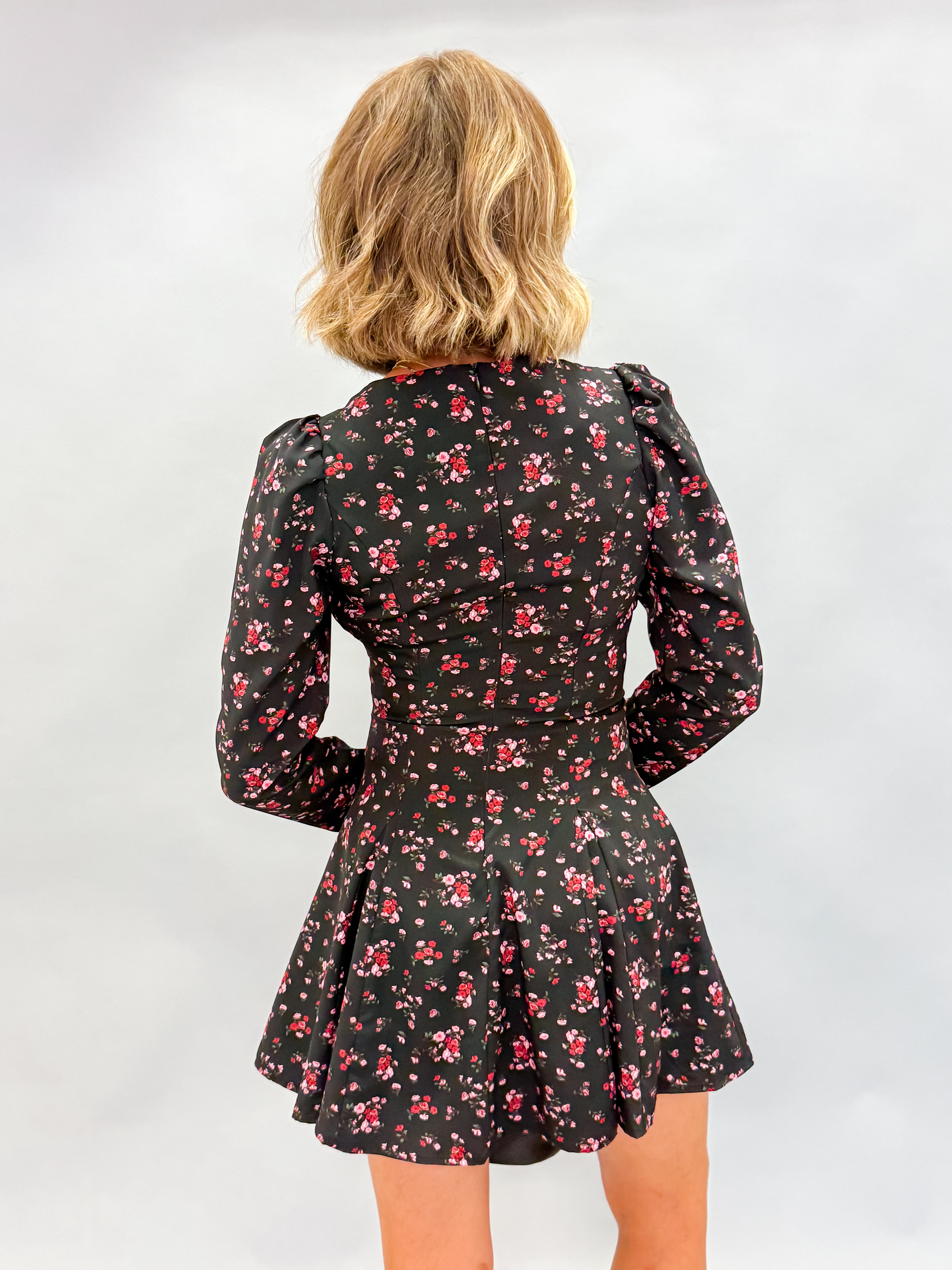 Annabae Floral Puff Sleeve Mini Dress