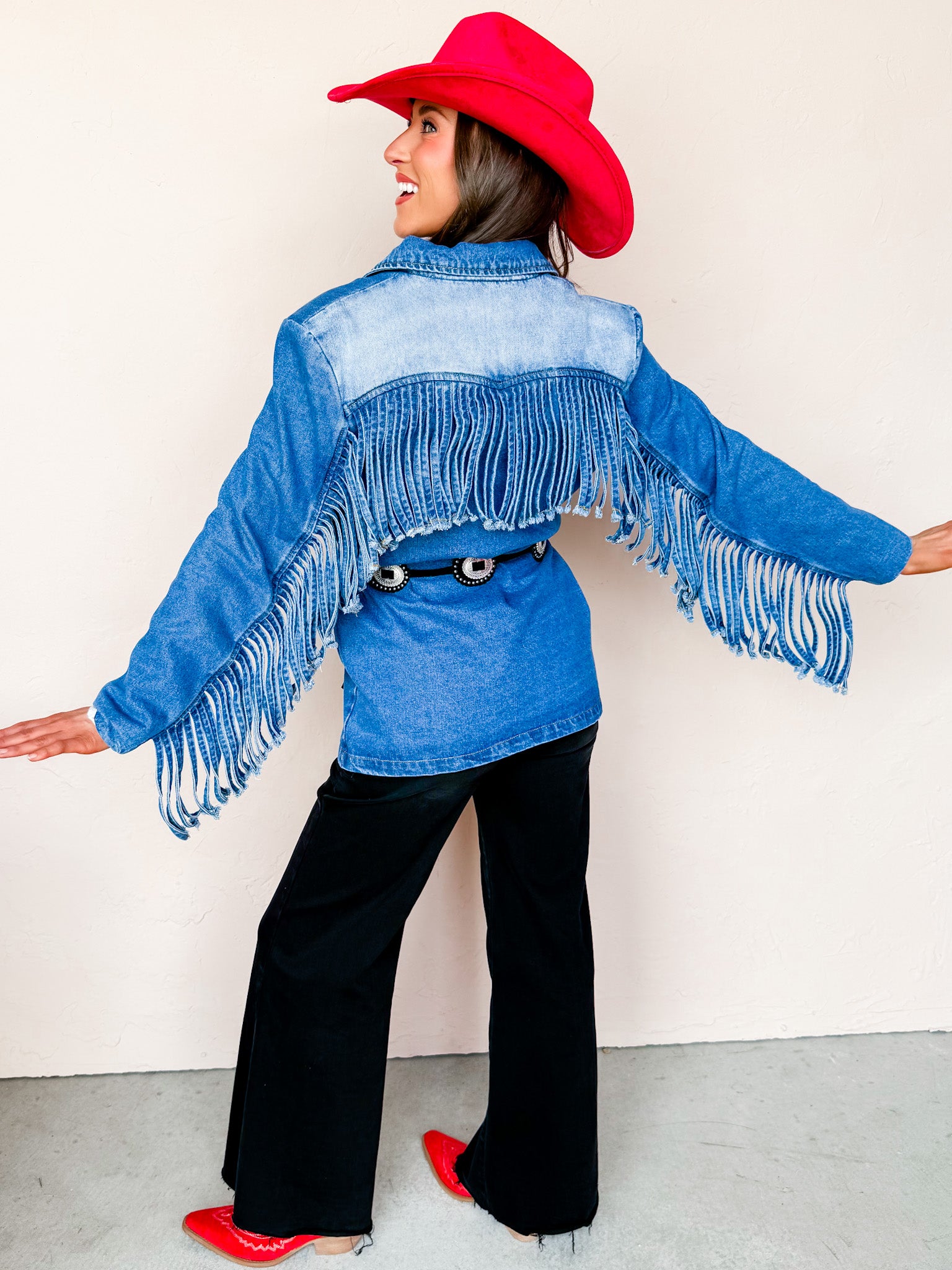 Annie Fringed Denim Blazer
