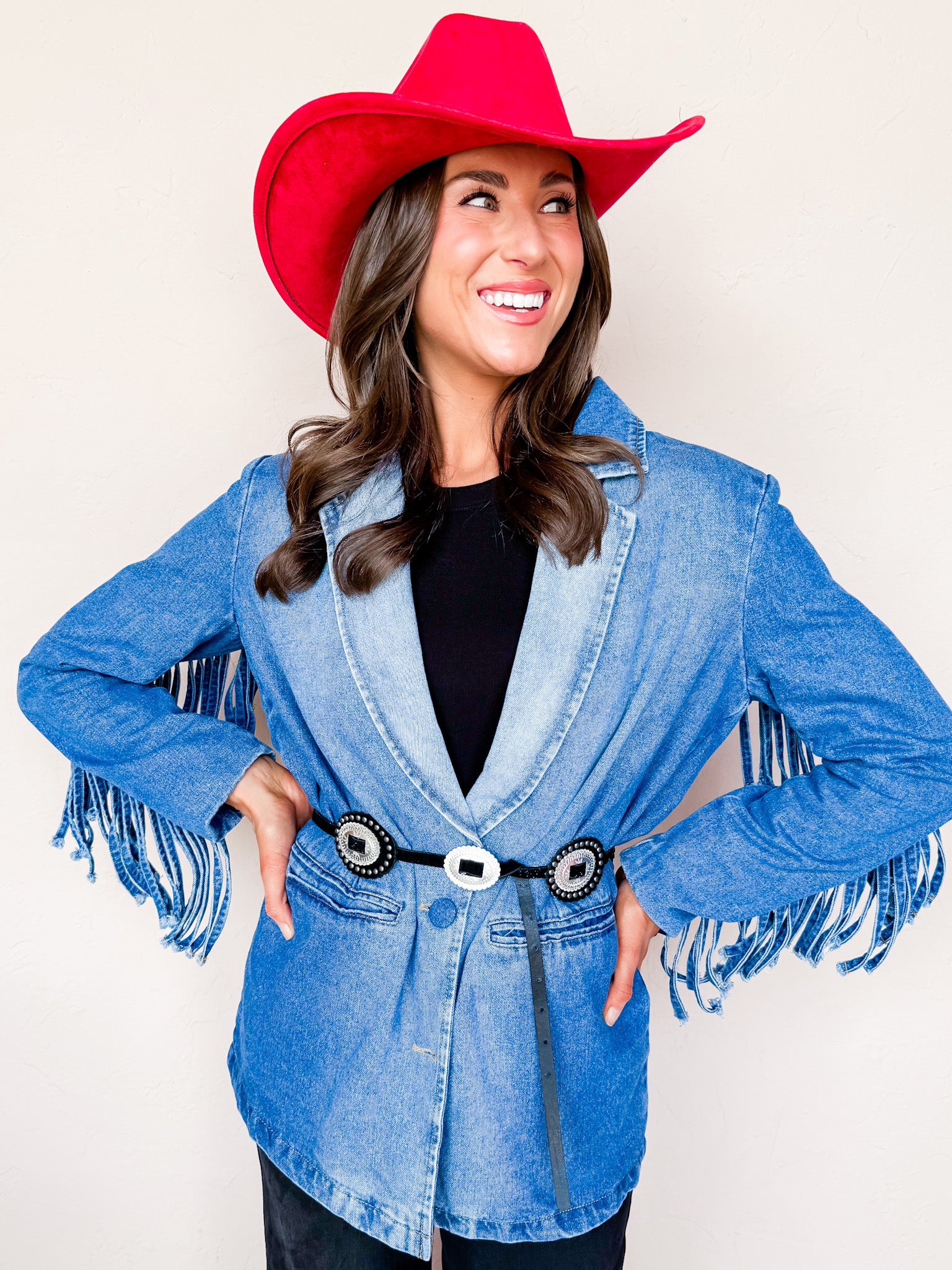 Annie Fringed Denim Blazer