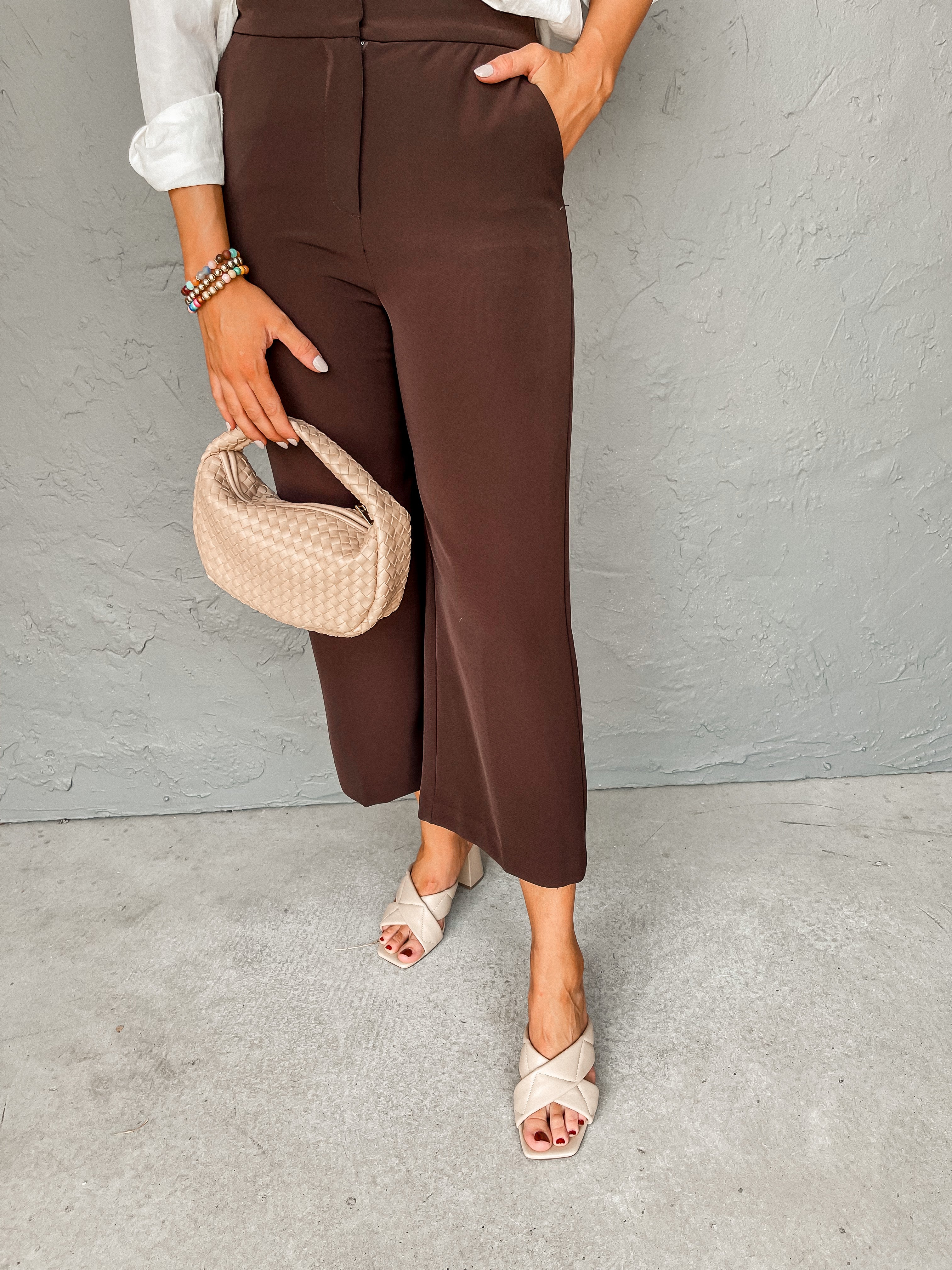 [Another Love] Denali Wide Leg Cropped Pants-Dark Cocoa