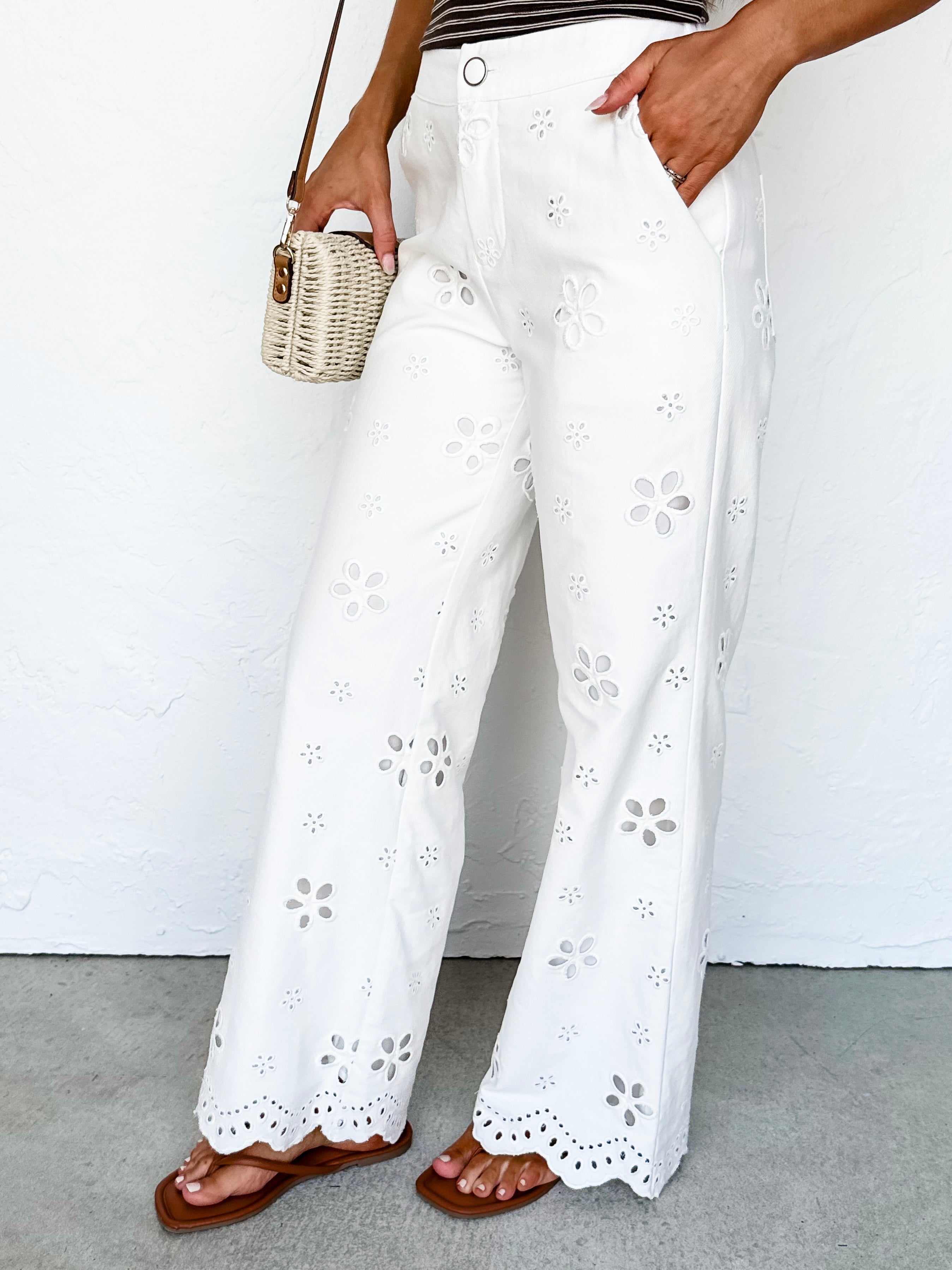 Arwen Embroidered Wide Leg Pants