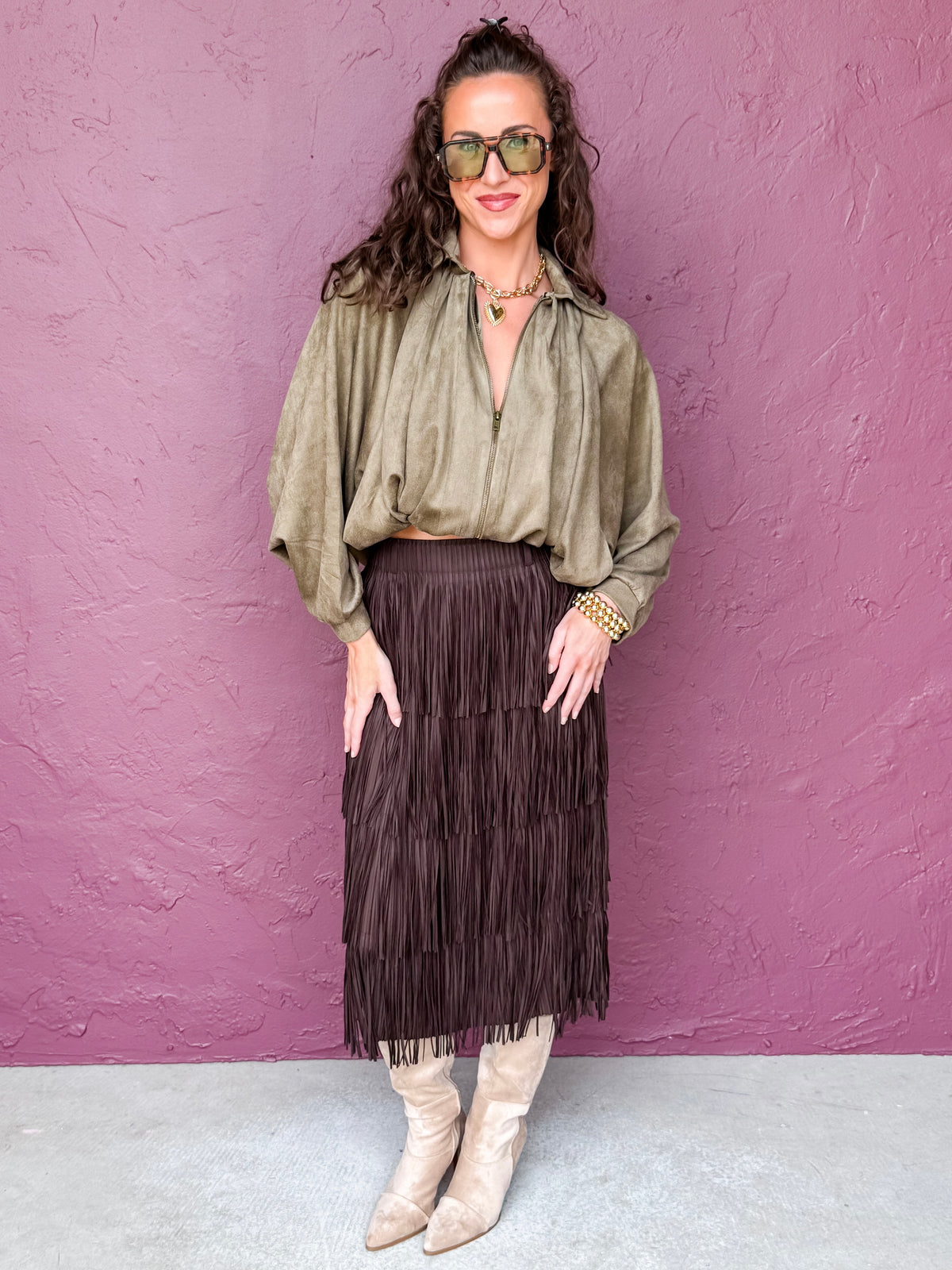 Sylvie Tiered Fringe Maxi Skirt