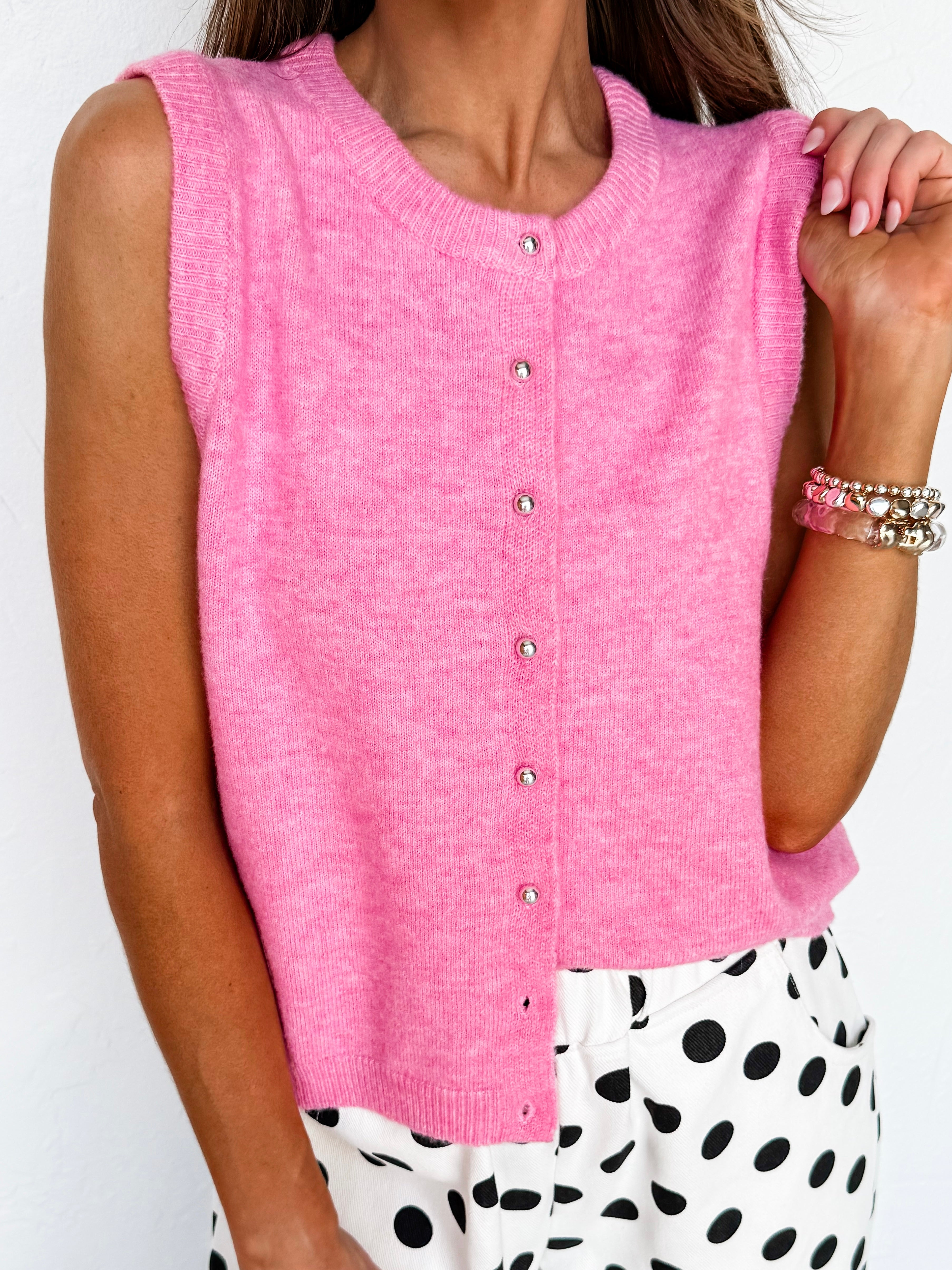 Ashlyn Knit Button Front Vest