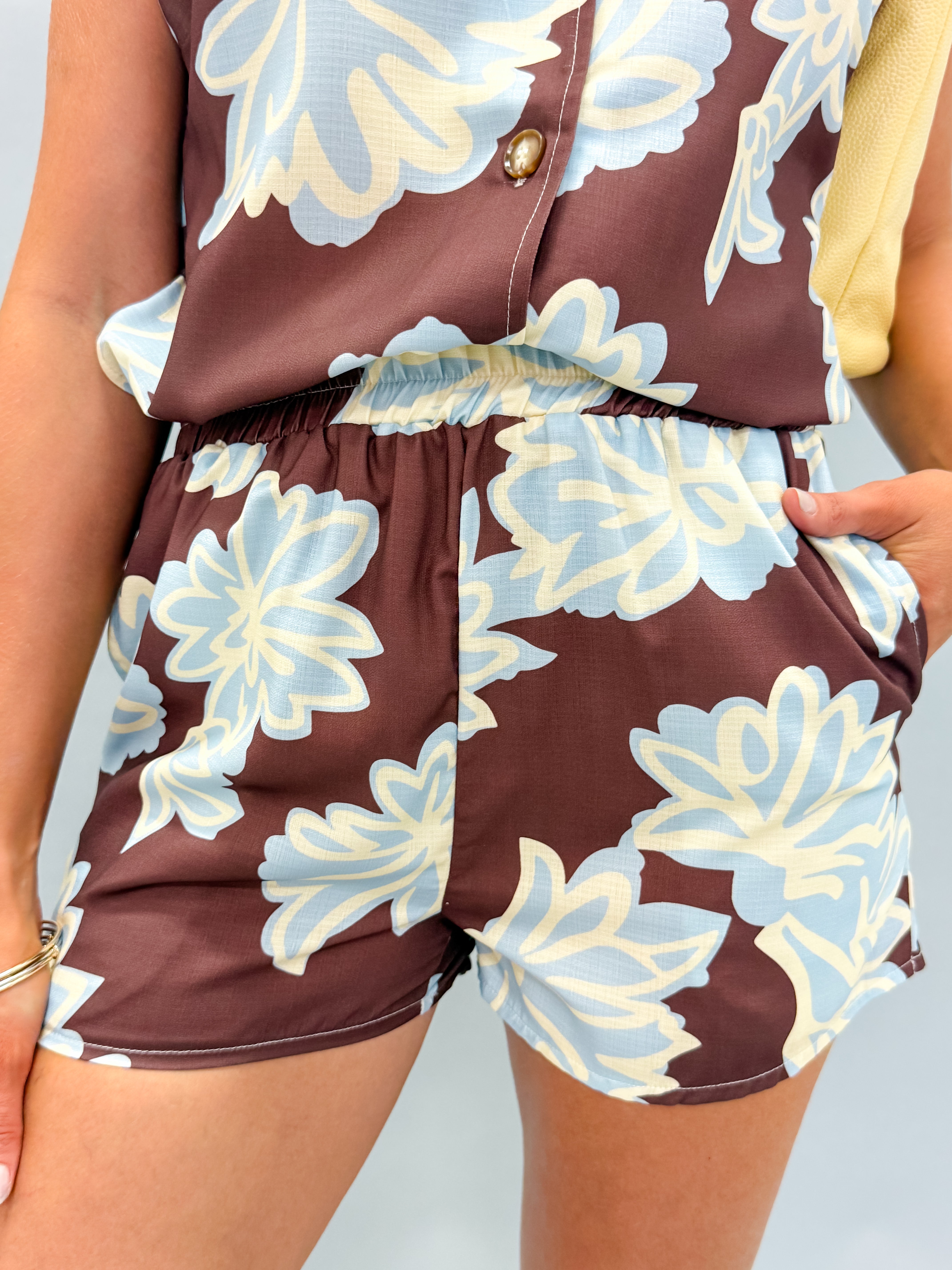 Ava Floral Linen Vest And Shorts Set