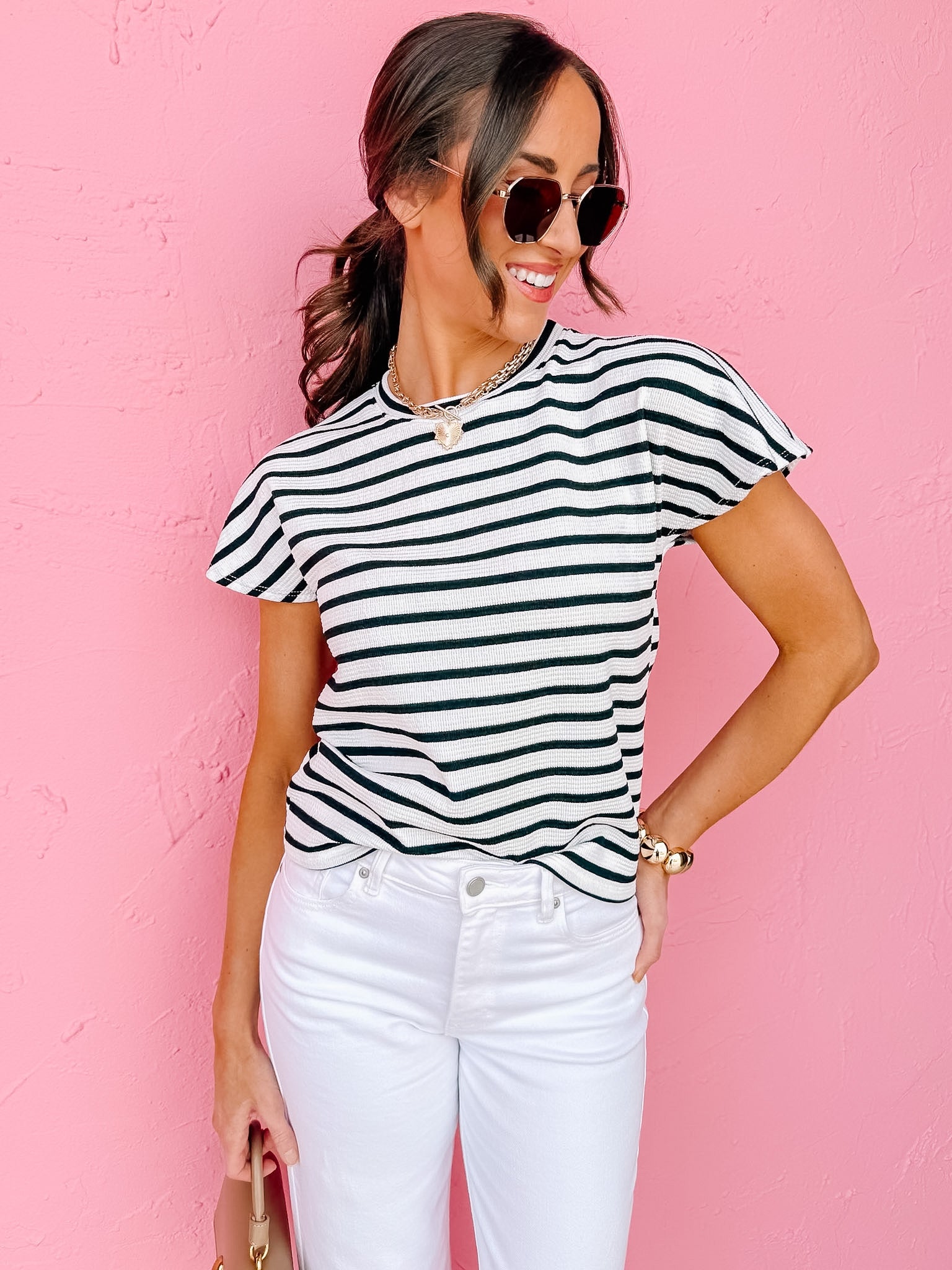 Bailey Striped Top-Black