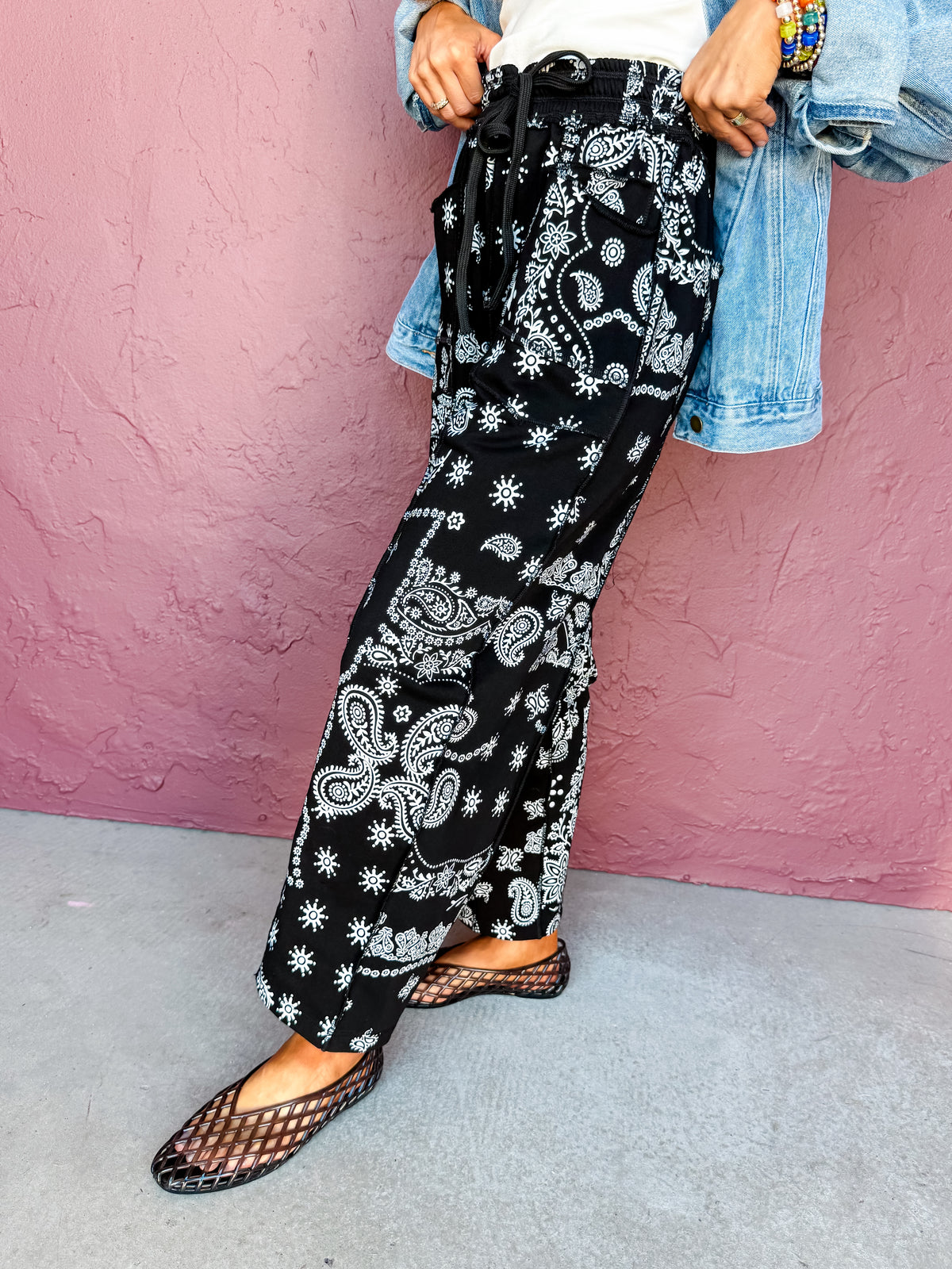 Bandera Barrel Knit Pants-Black
