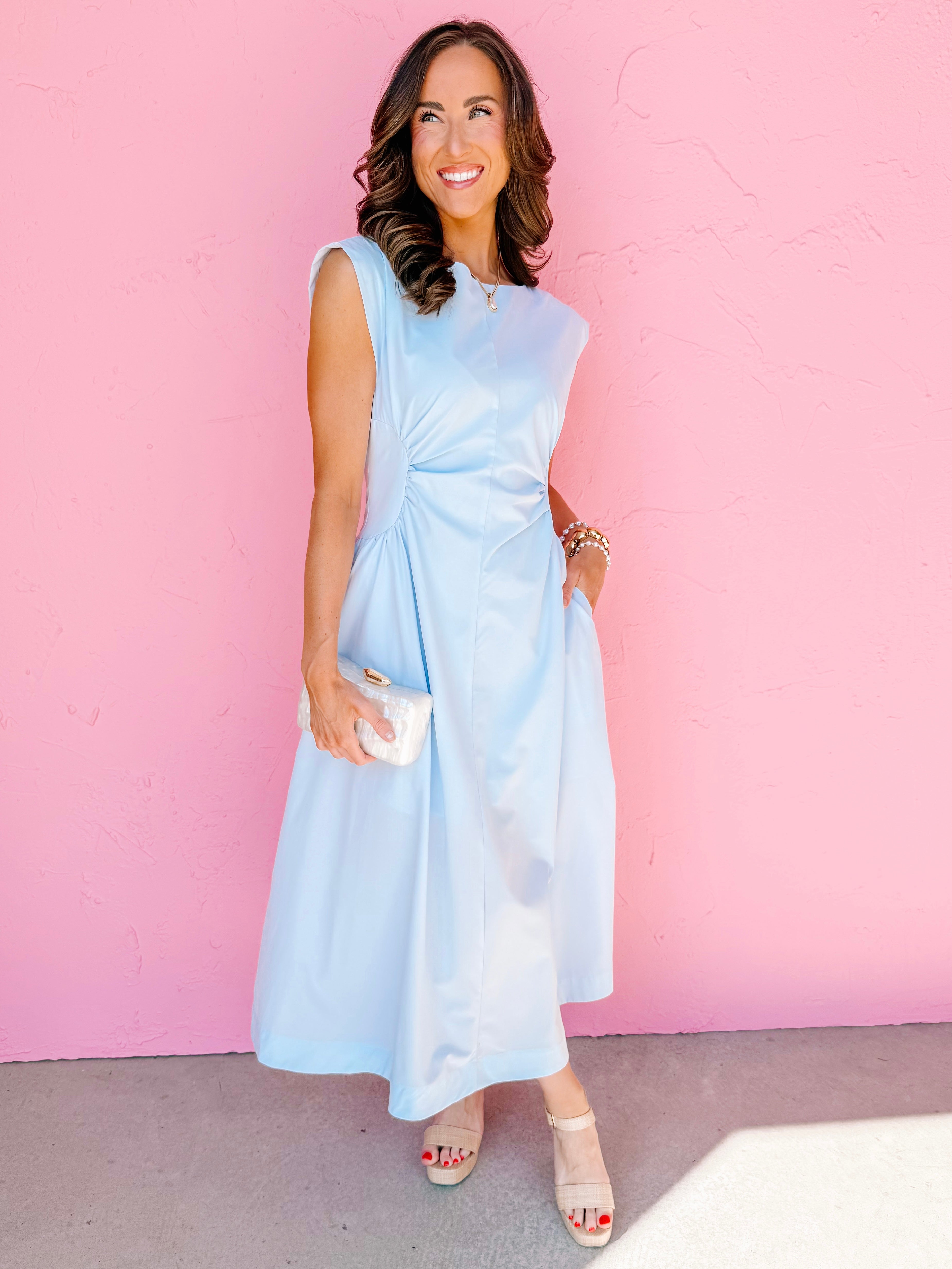 Baye Side Panel Midi Dress-Blue