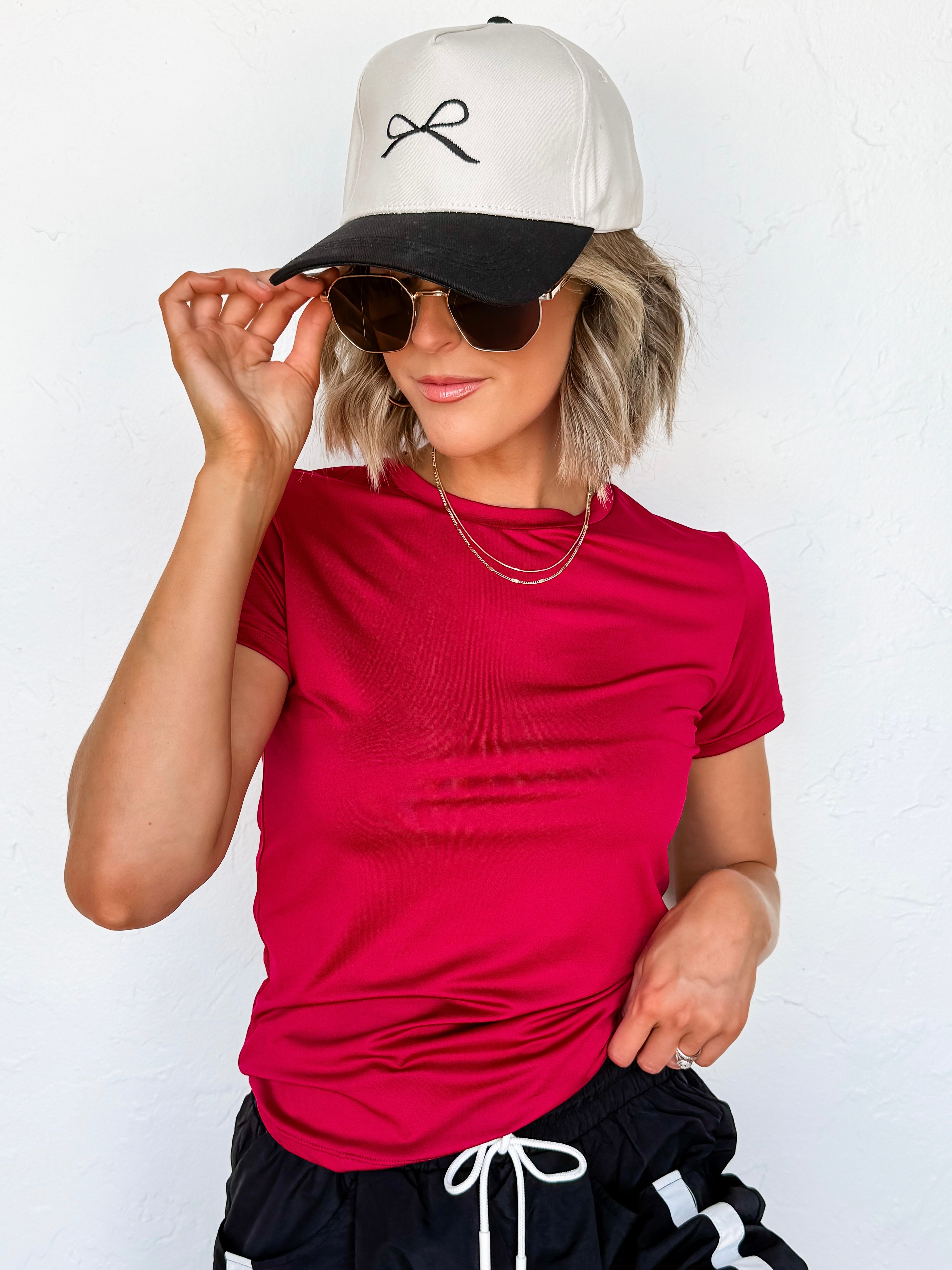 Bea Short Sleeve Top-Red