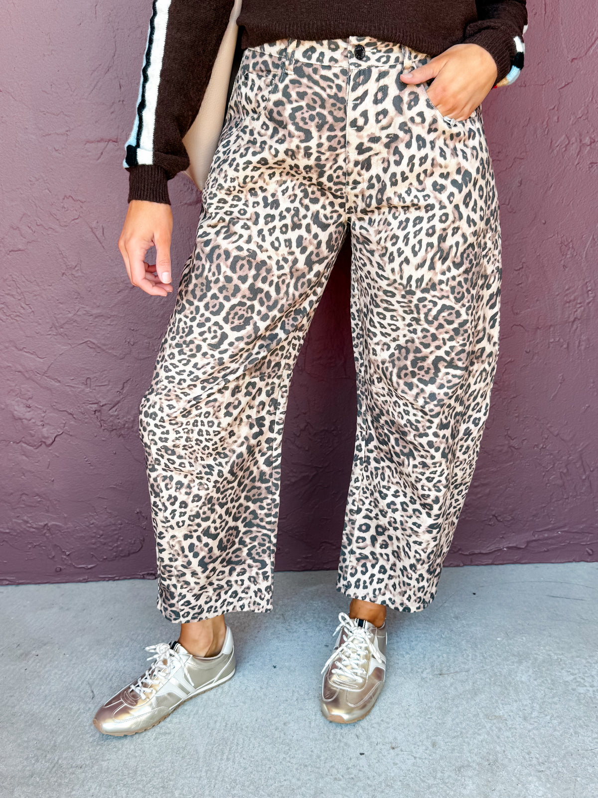 Bennett Leopard Print Barrel Pants