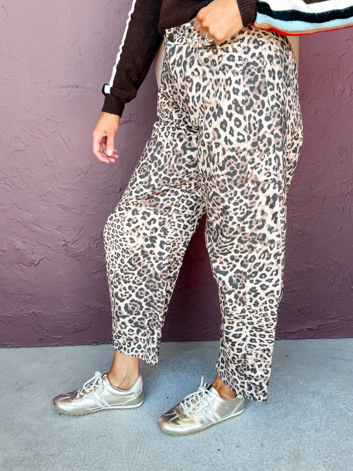 Bennett Leopard Print Barrel Pants