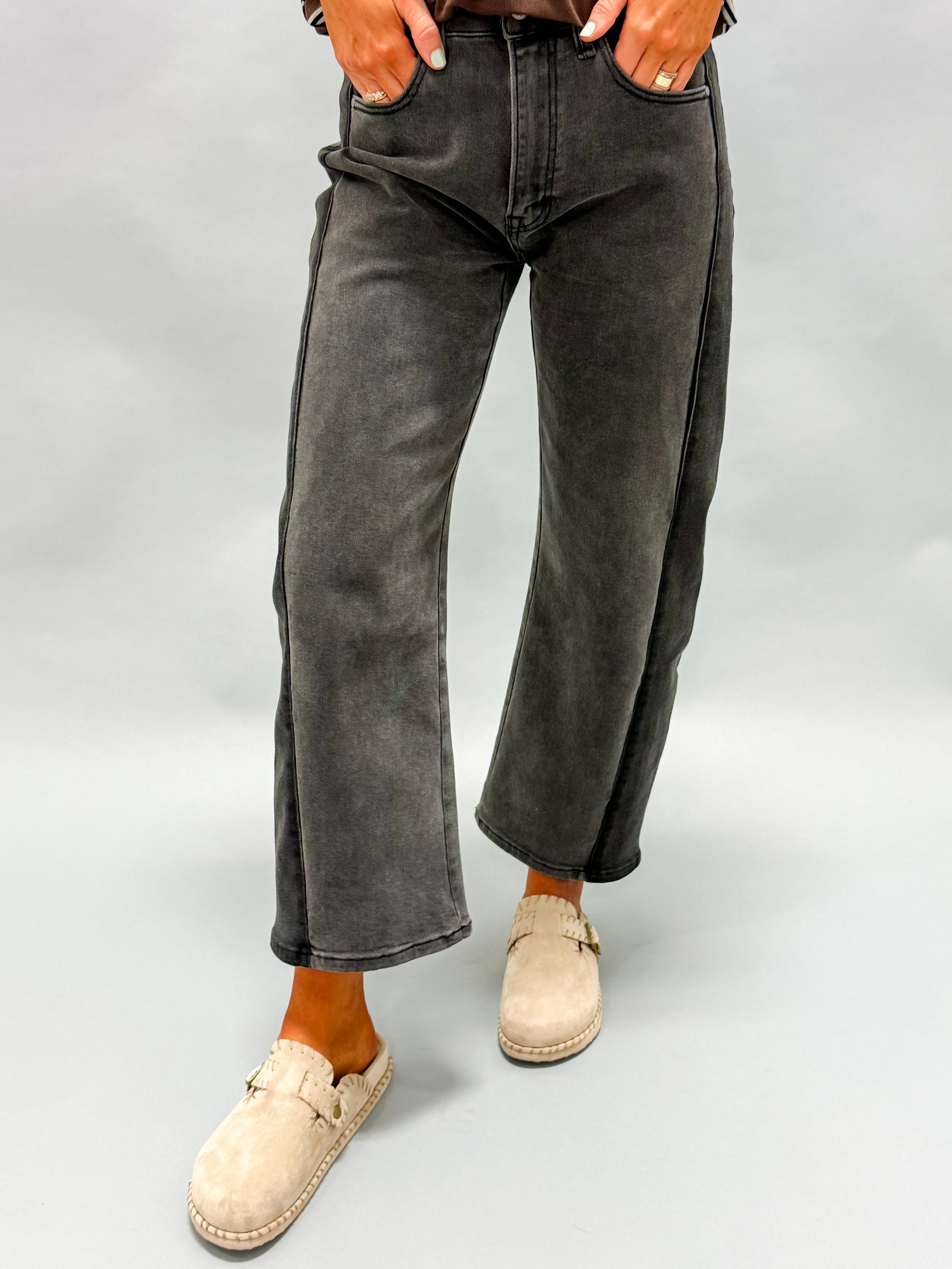 Billie Two Tone Side Panel Barrel Crop Jeans