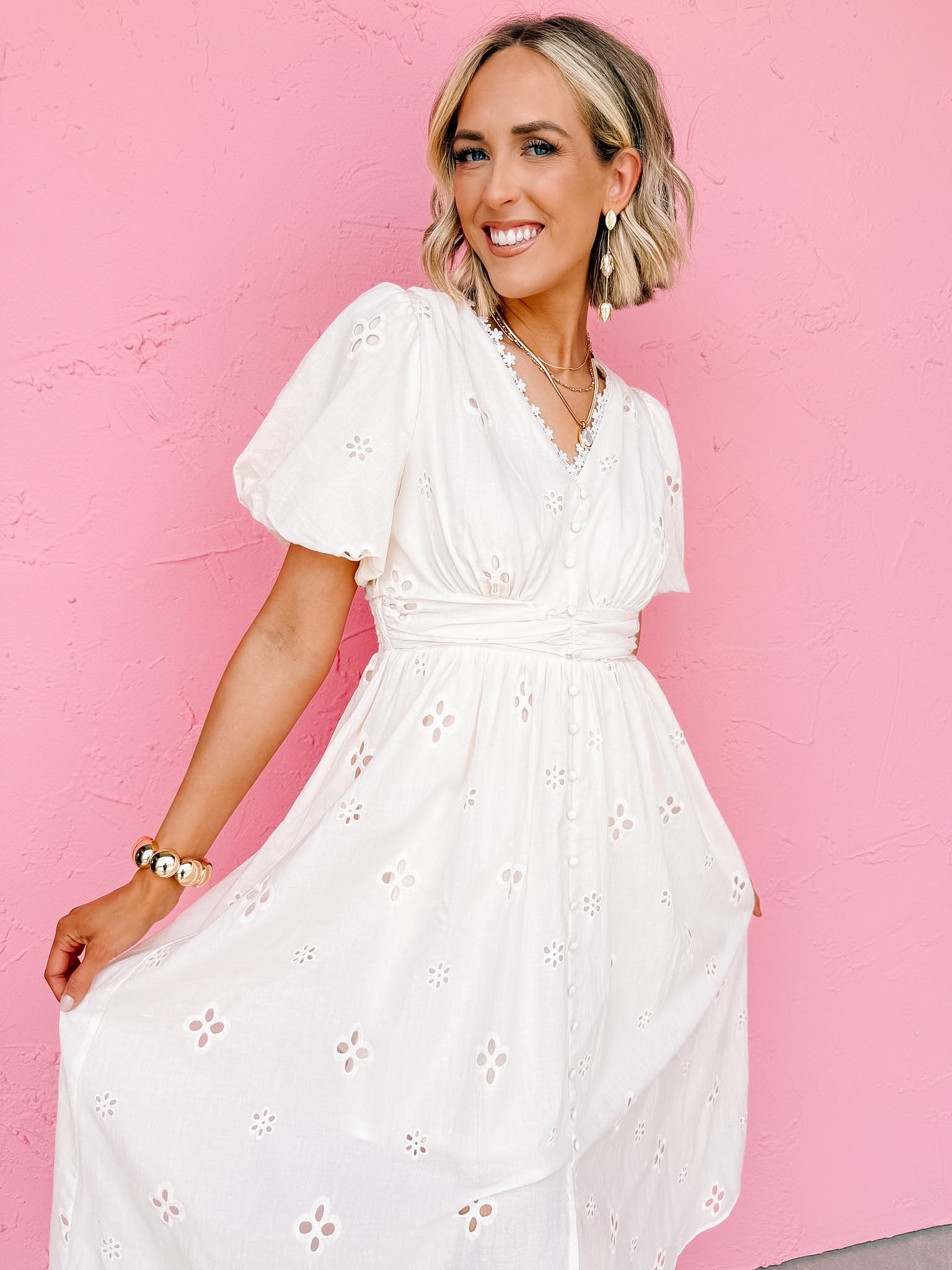 Blakely Button Front Midi Dress