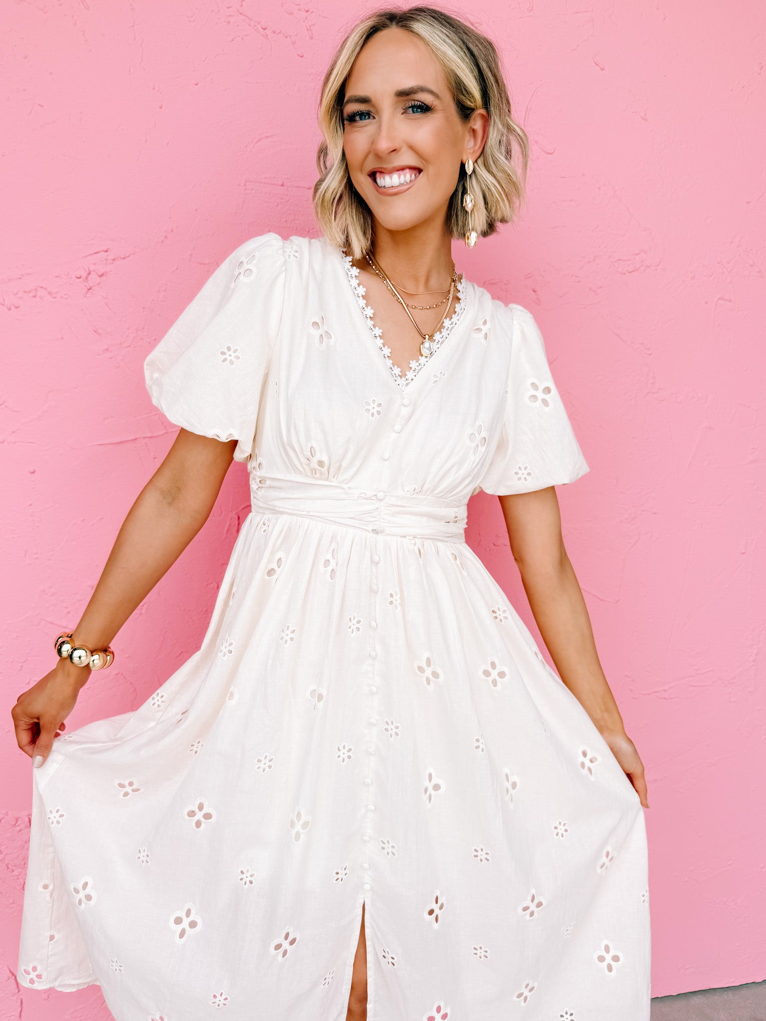 Blakely Button Front Midi Dress