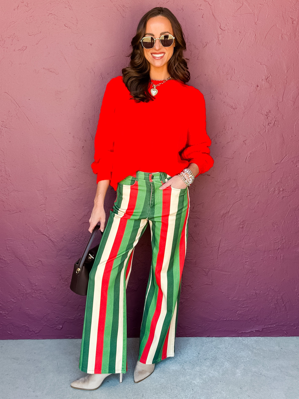 Brandy Multi Stripe Wide Leg Pants-Holiday