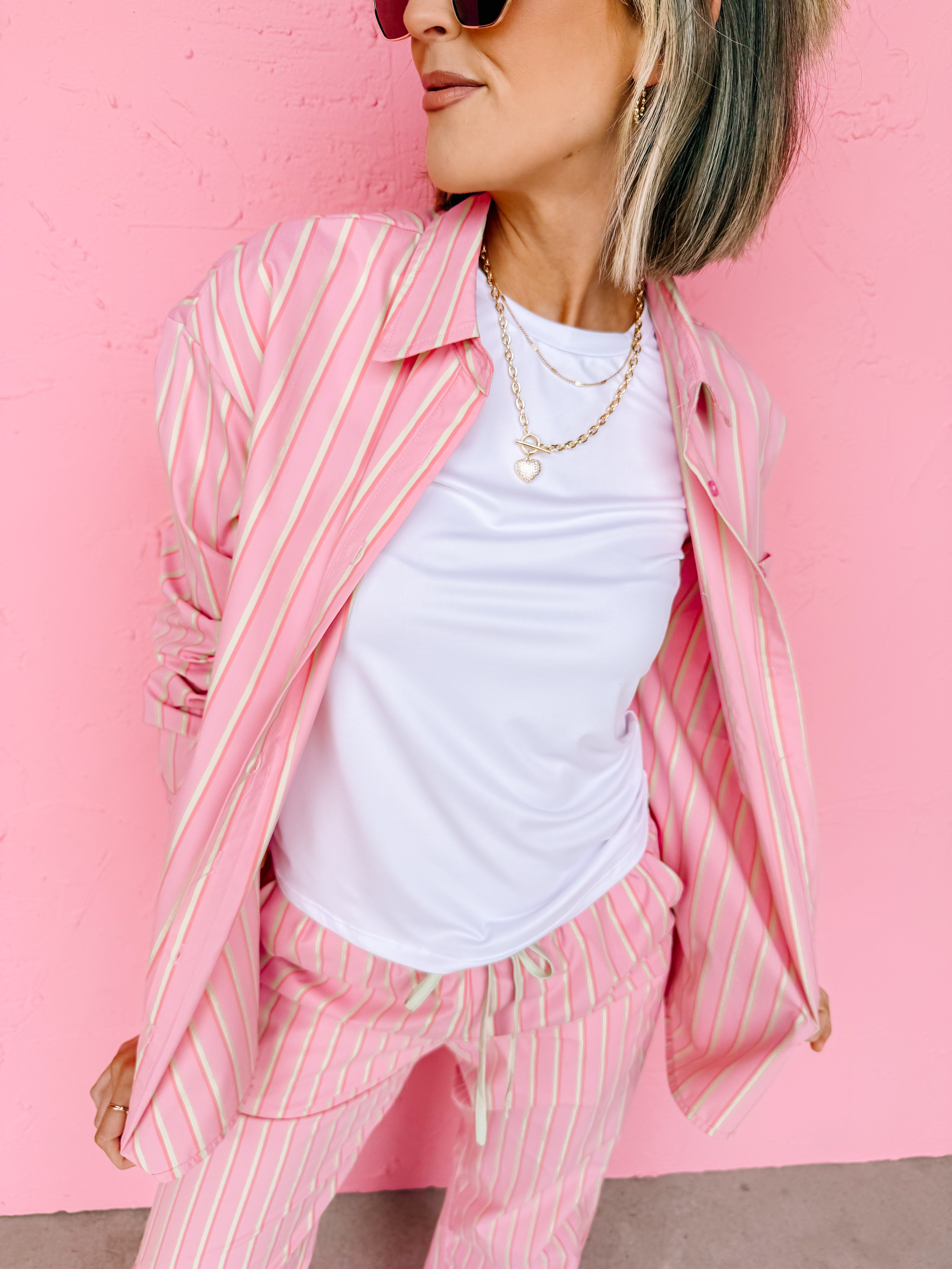 Briana Striped Button Front Shirt