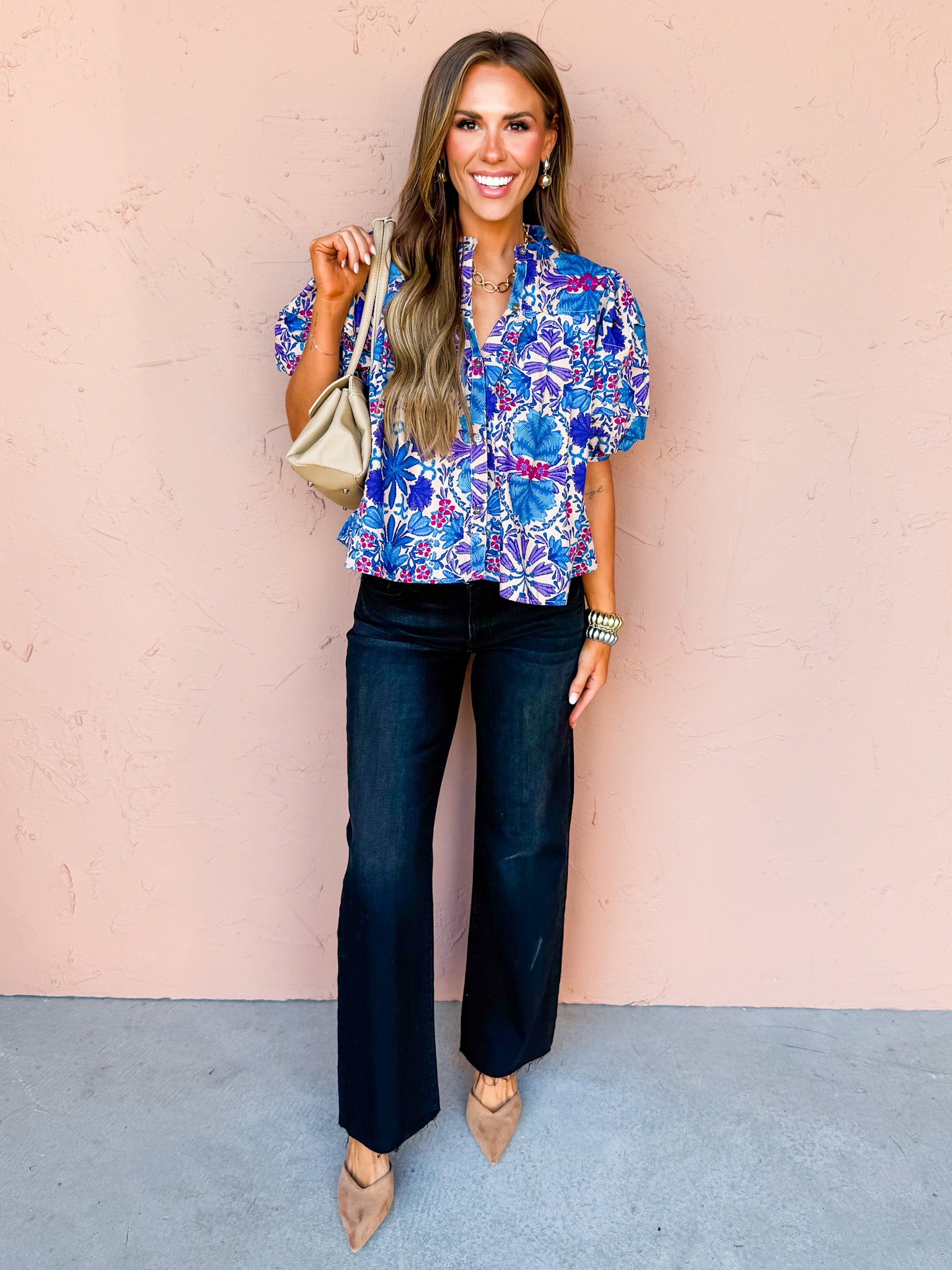 Bright Idea Floral Bubble Sleeve Top