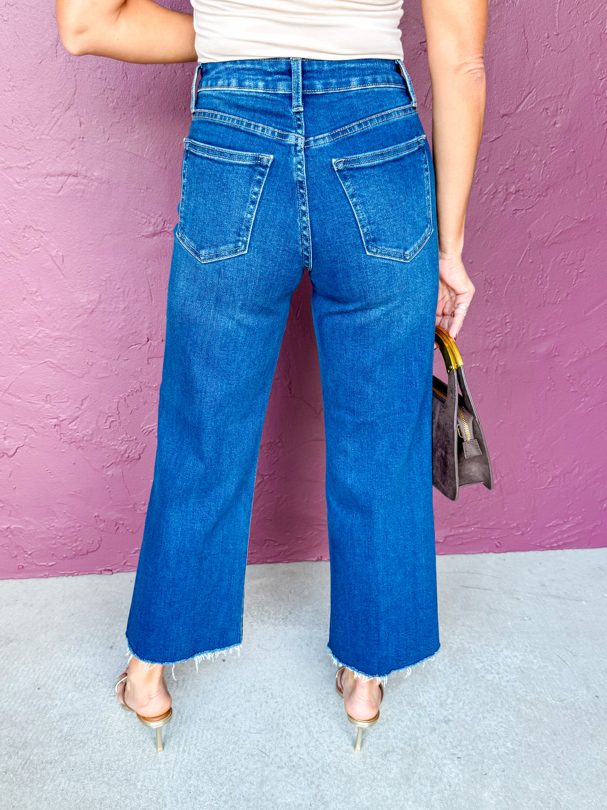 Bristol Slim Wide Leg Dark Denim Jeans