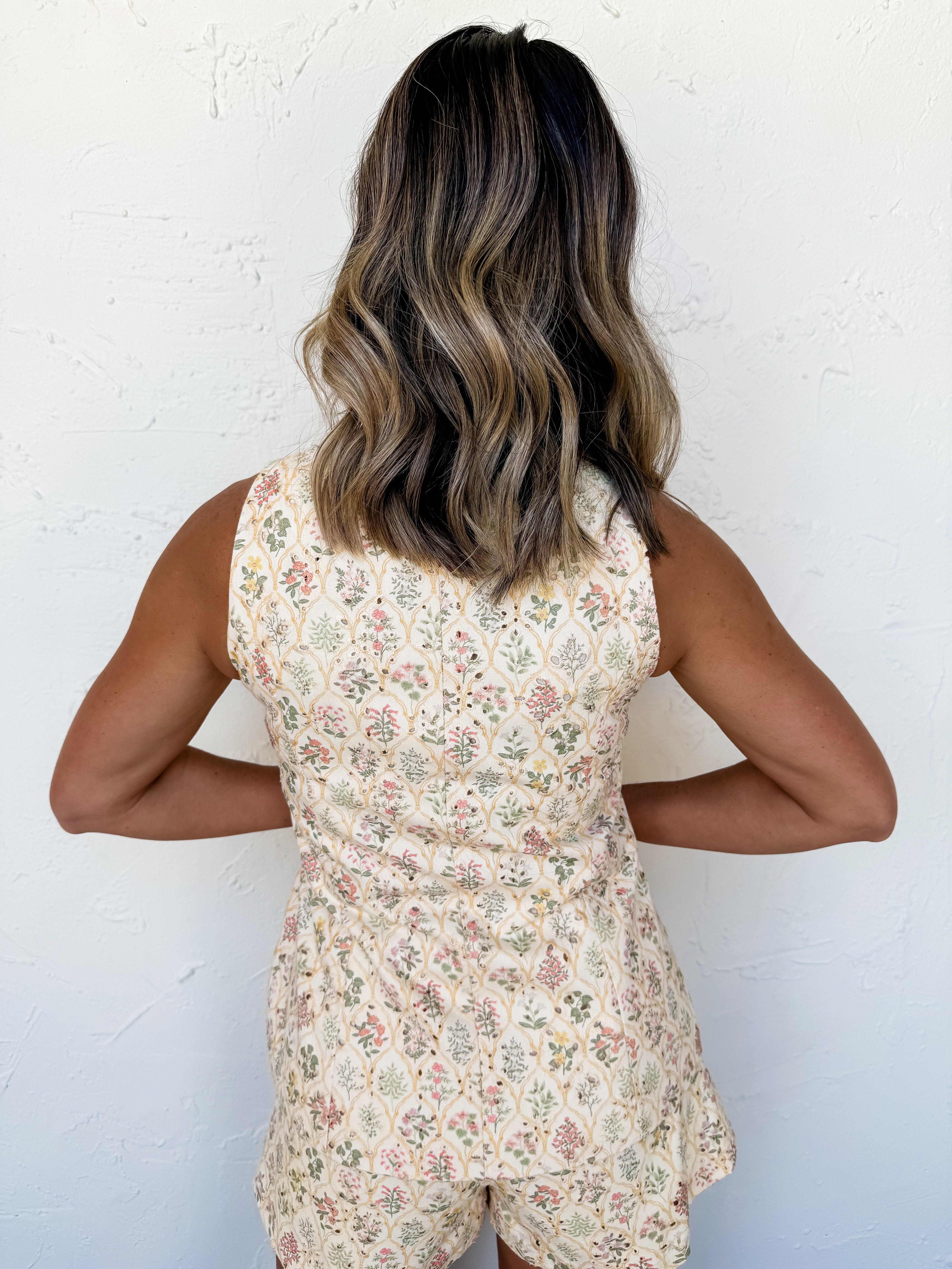 Buttercream Blossom Floral Eyelet Vest