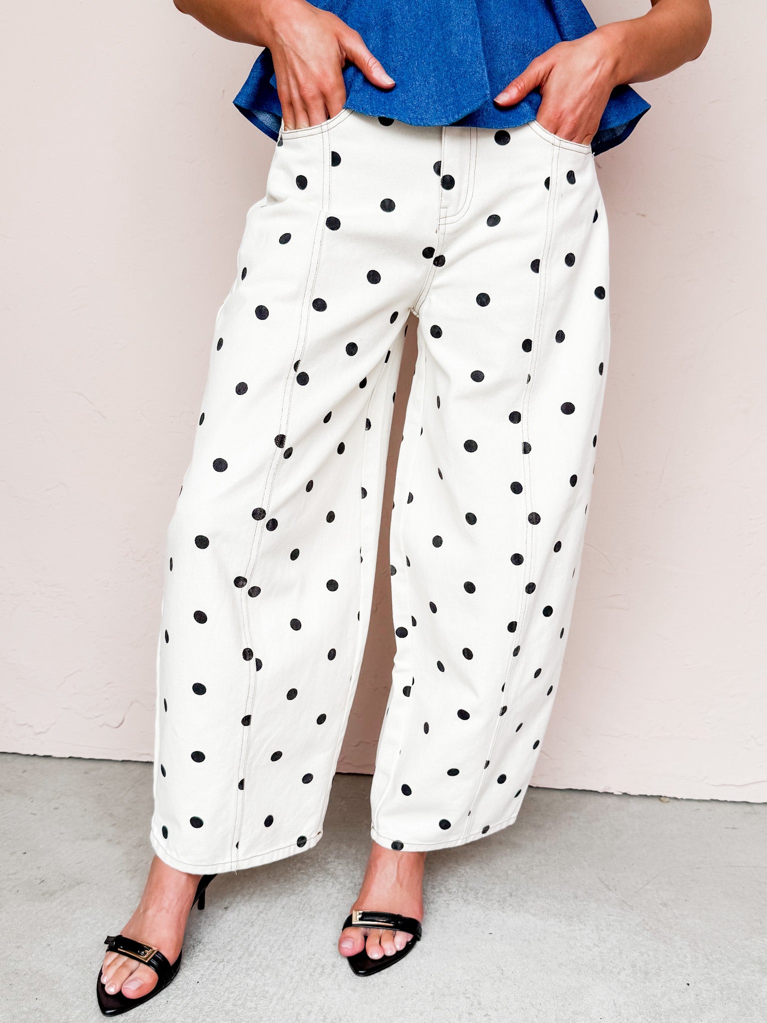 Caden Polka Dot Denim Pants