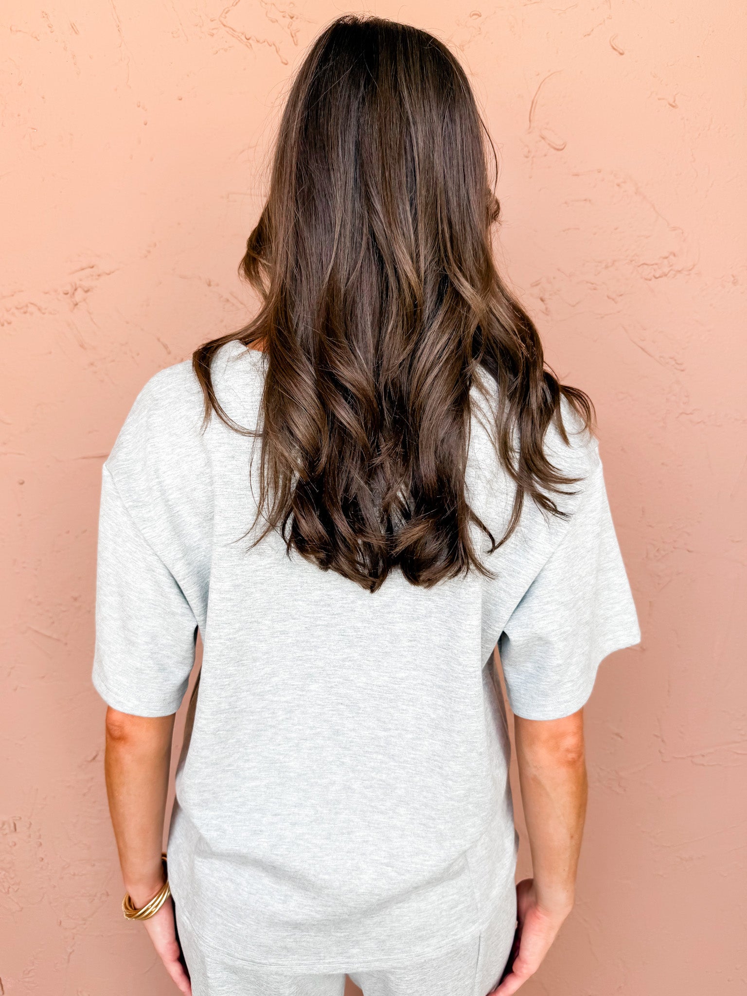 Calming Presence V Neck Top-Heather Grey