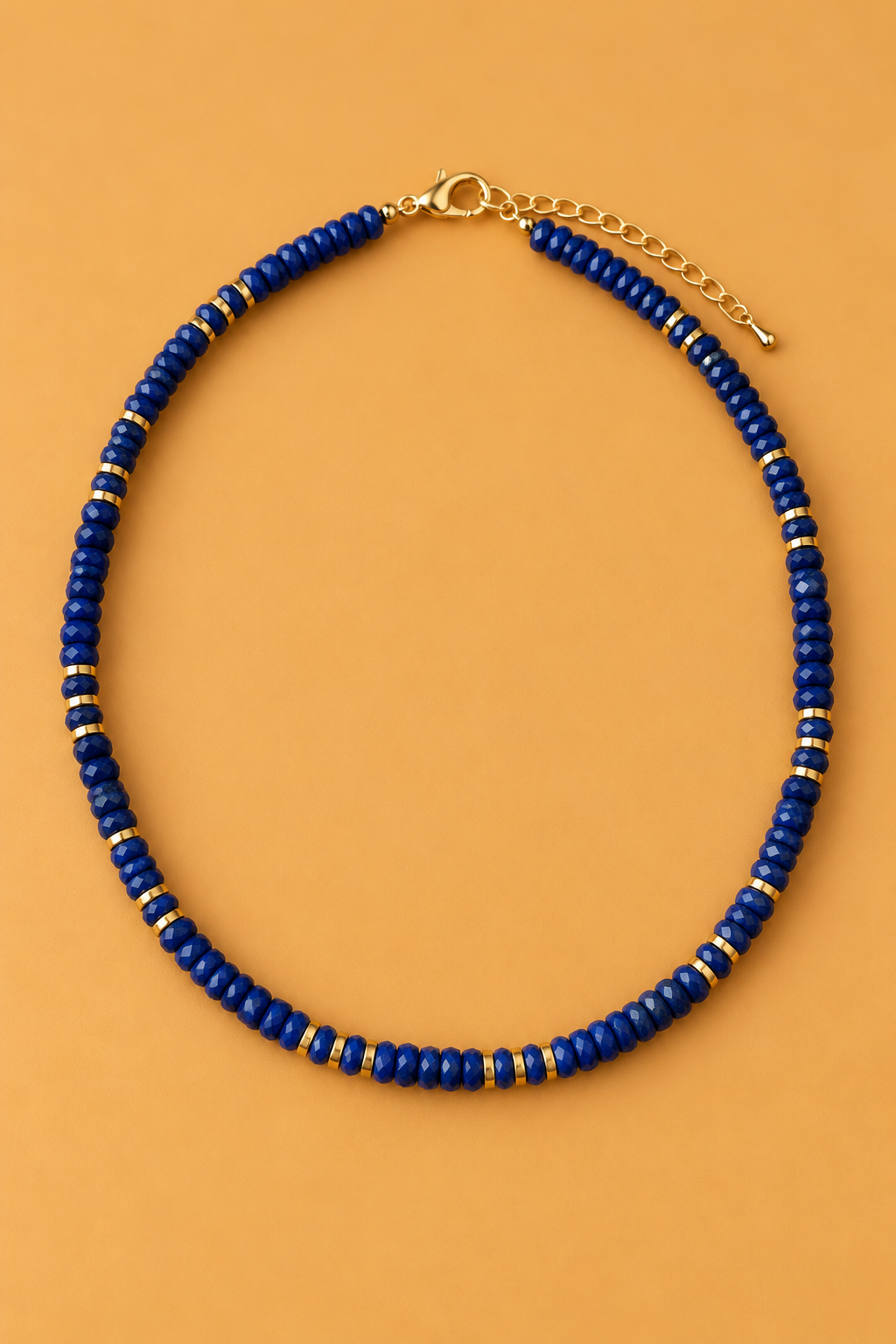 Caroline Disc Beaded Gold Accent Necklace-Navy