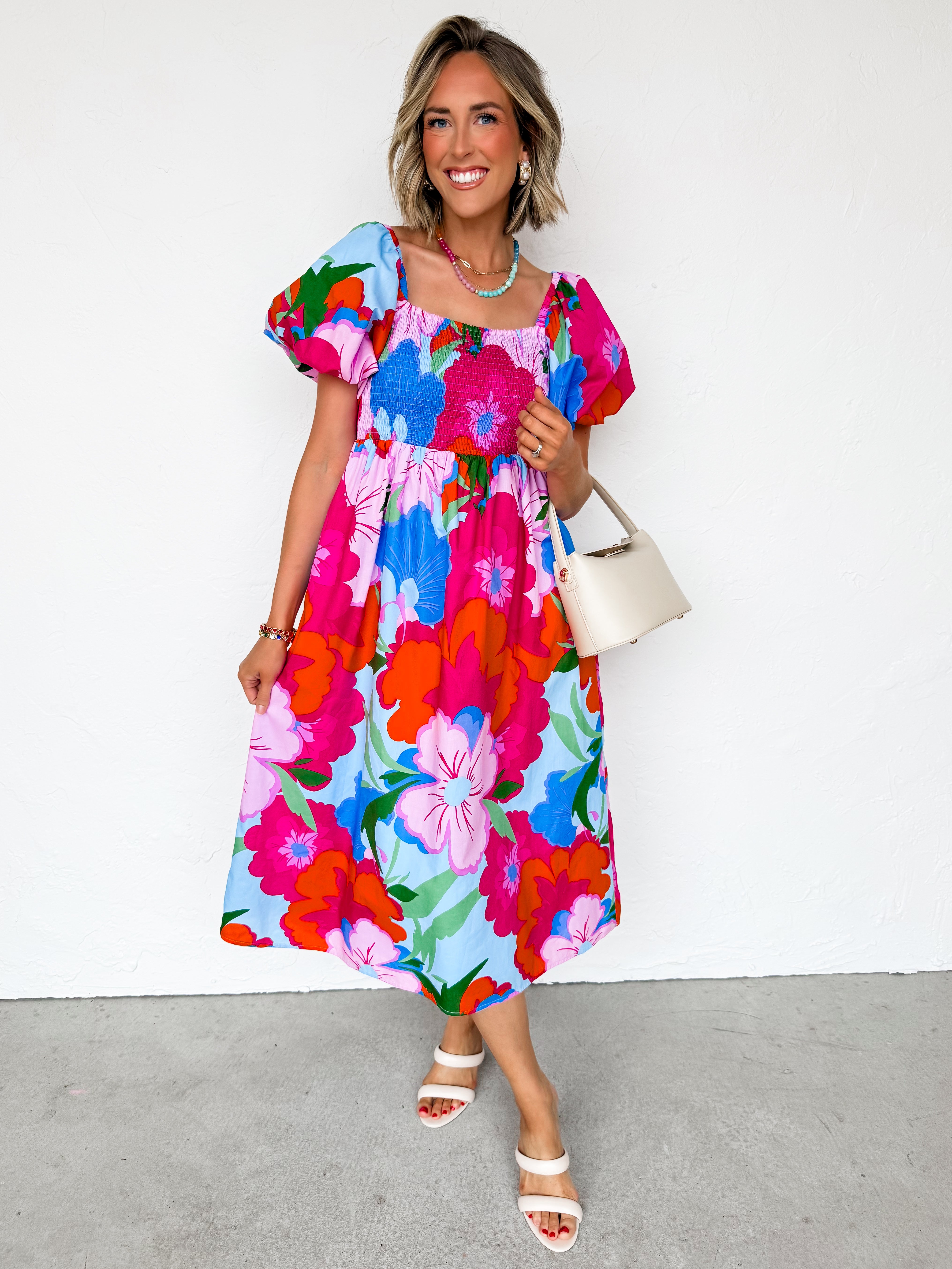 Casandra Floral Smocked Midi Dress