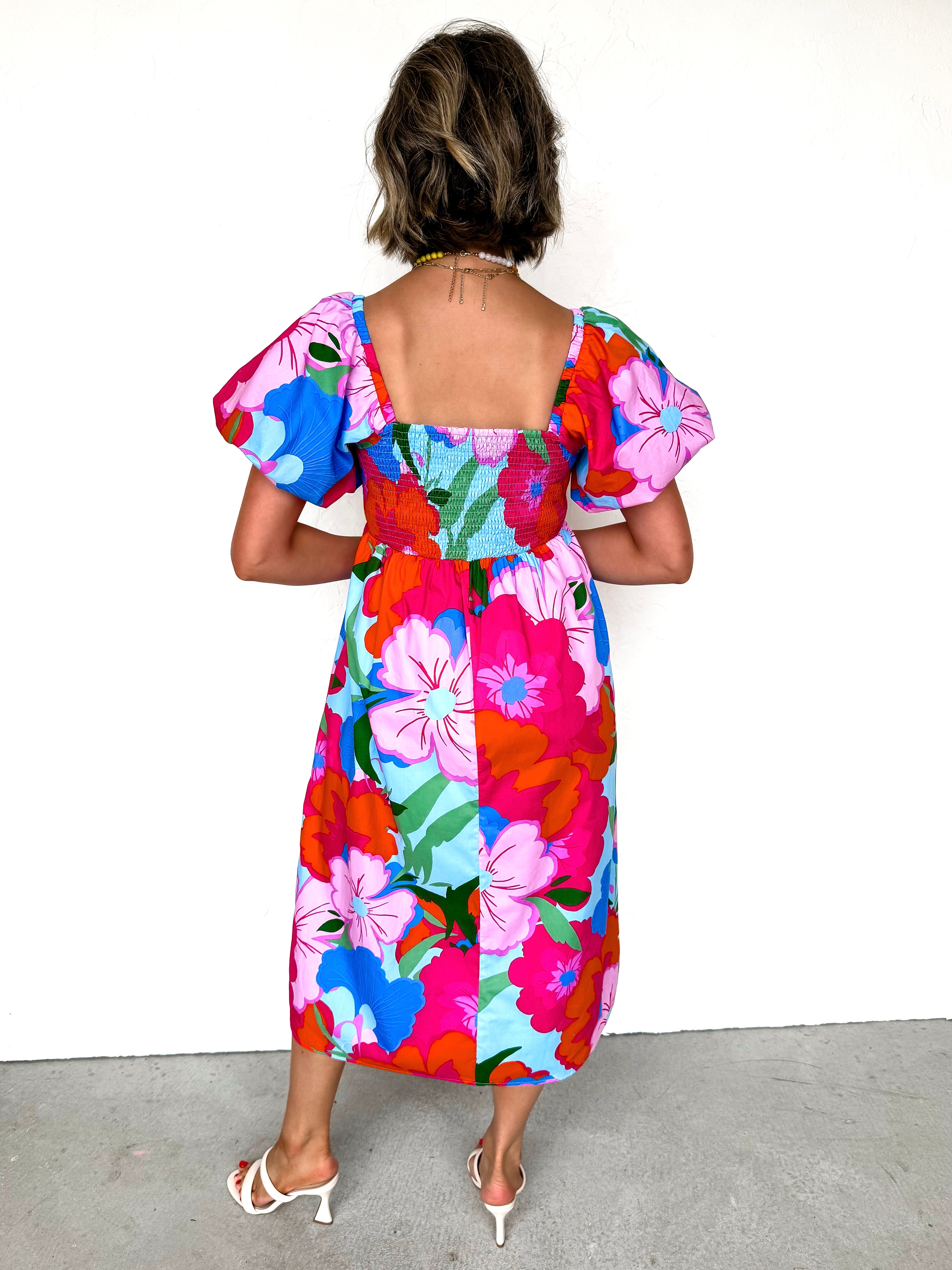 Casandra Floral Smocked Midi Dress