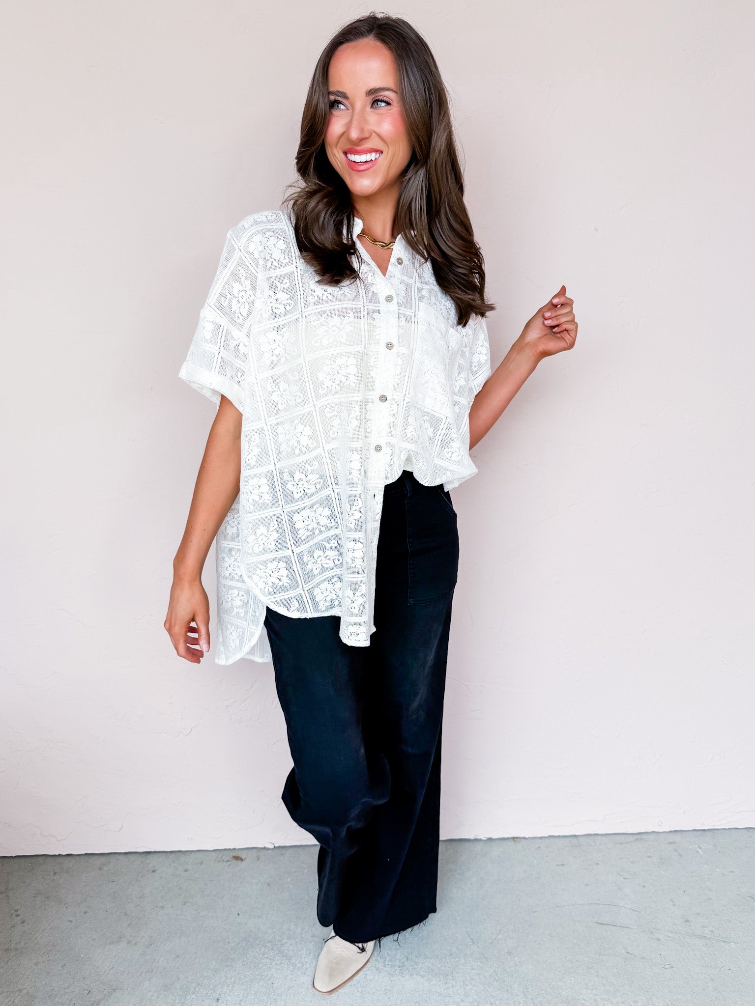 Cassie Oversized Button Front Top