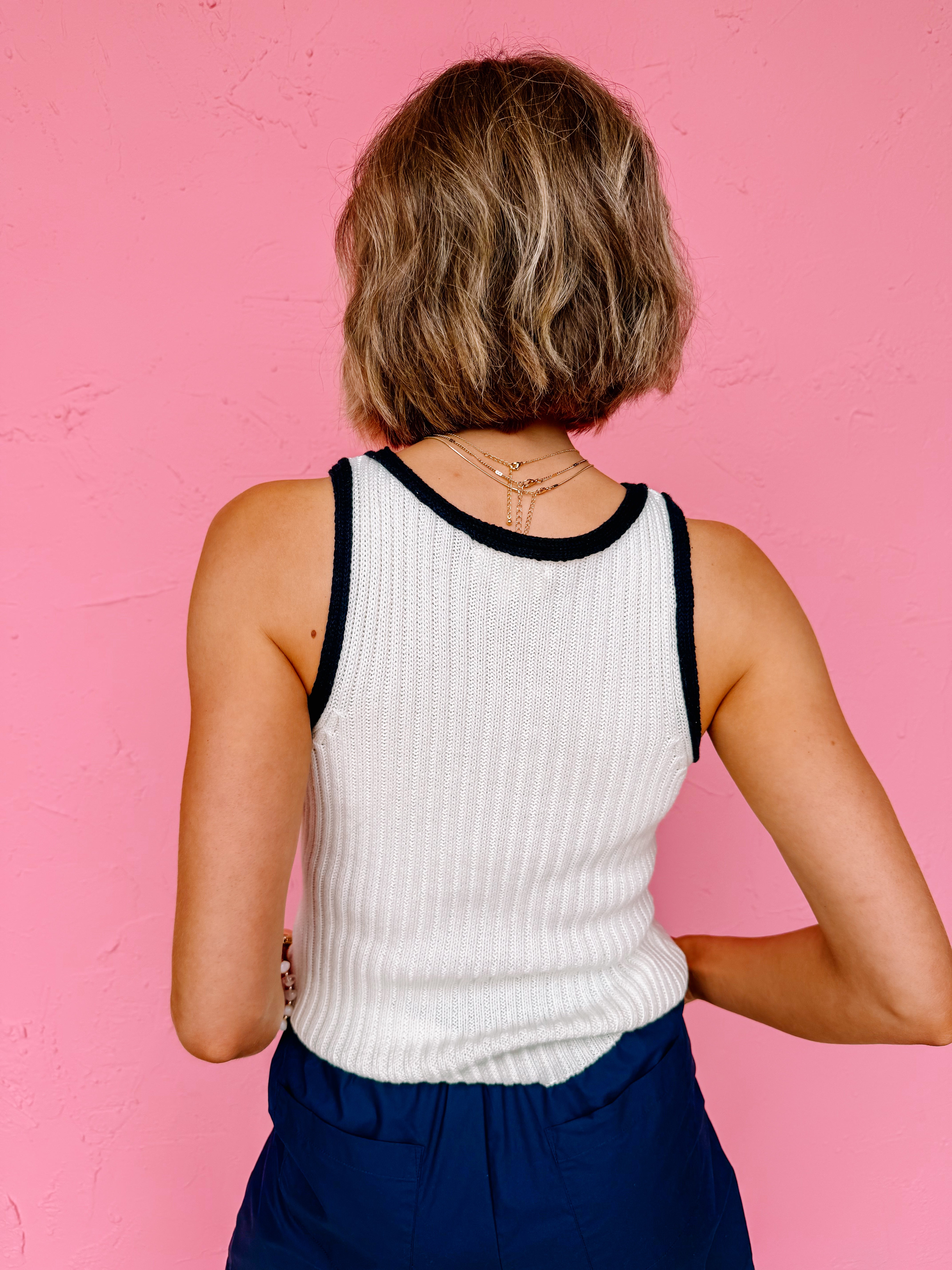 Celina USA Flag Sleeveless Ribbed Sweater