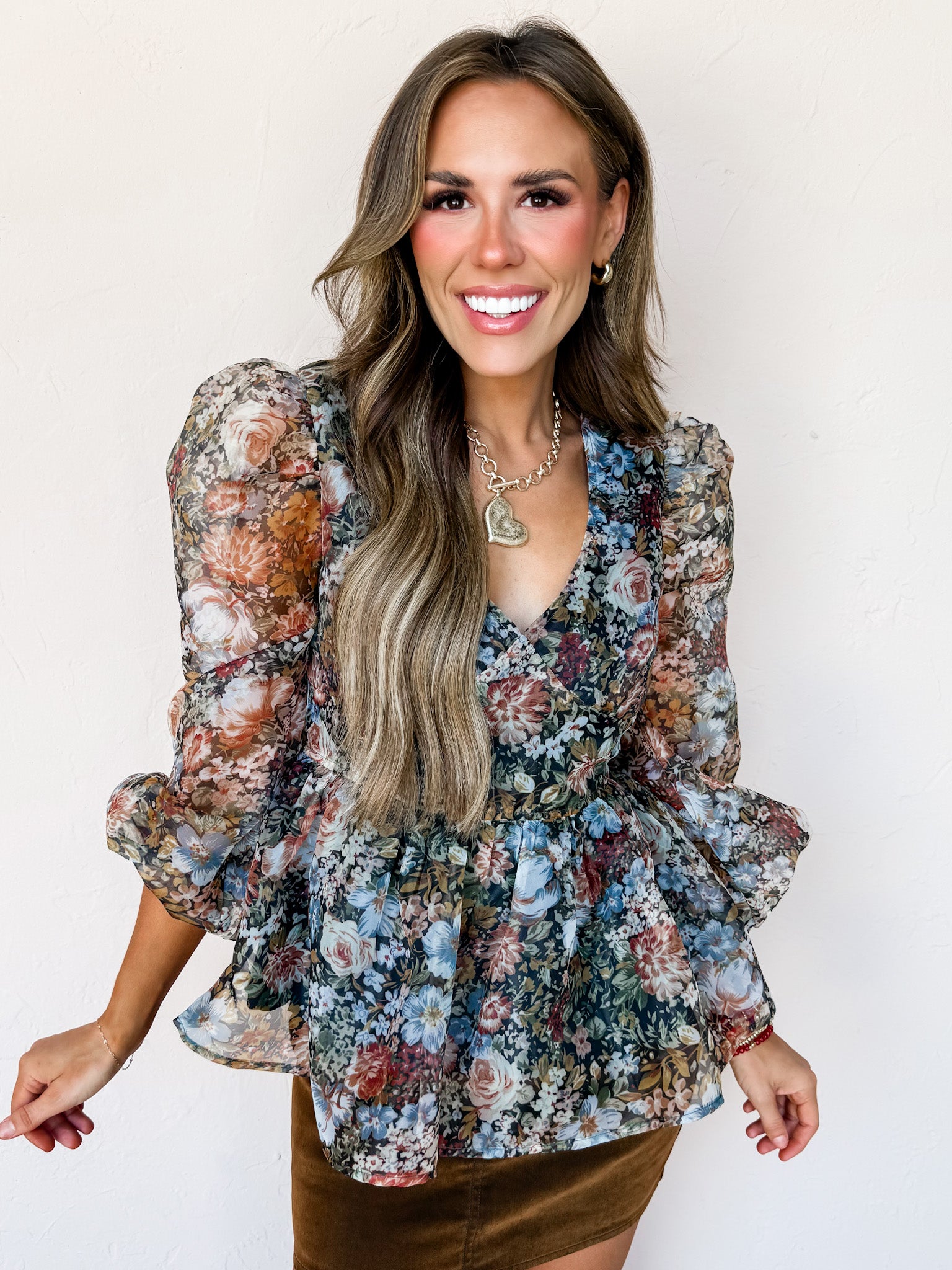 Charming Embrace Floral Organza Peplum Top